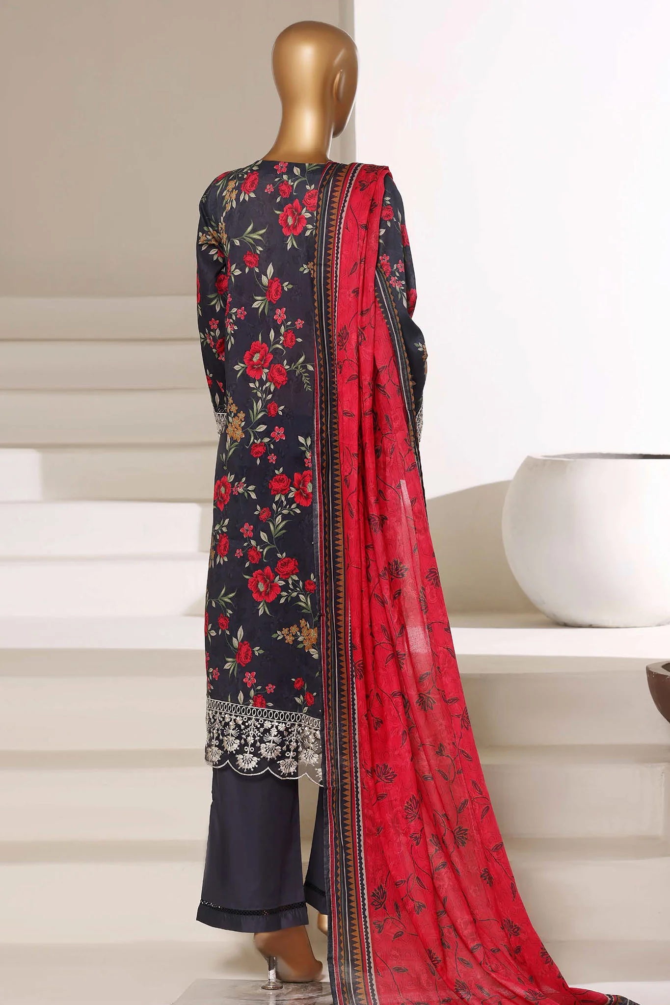Signature By Sada Bahar Stitched 3 Piece Festive Vol-01 Suit-D-7700 BLACK - Image 3