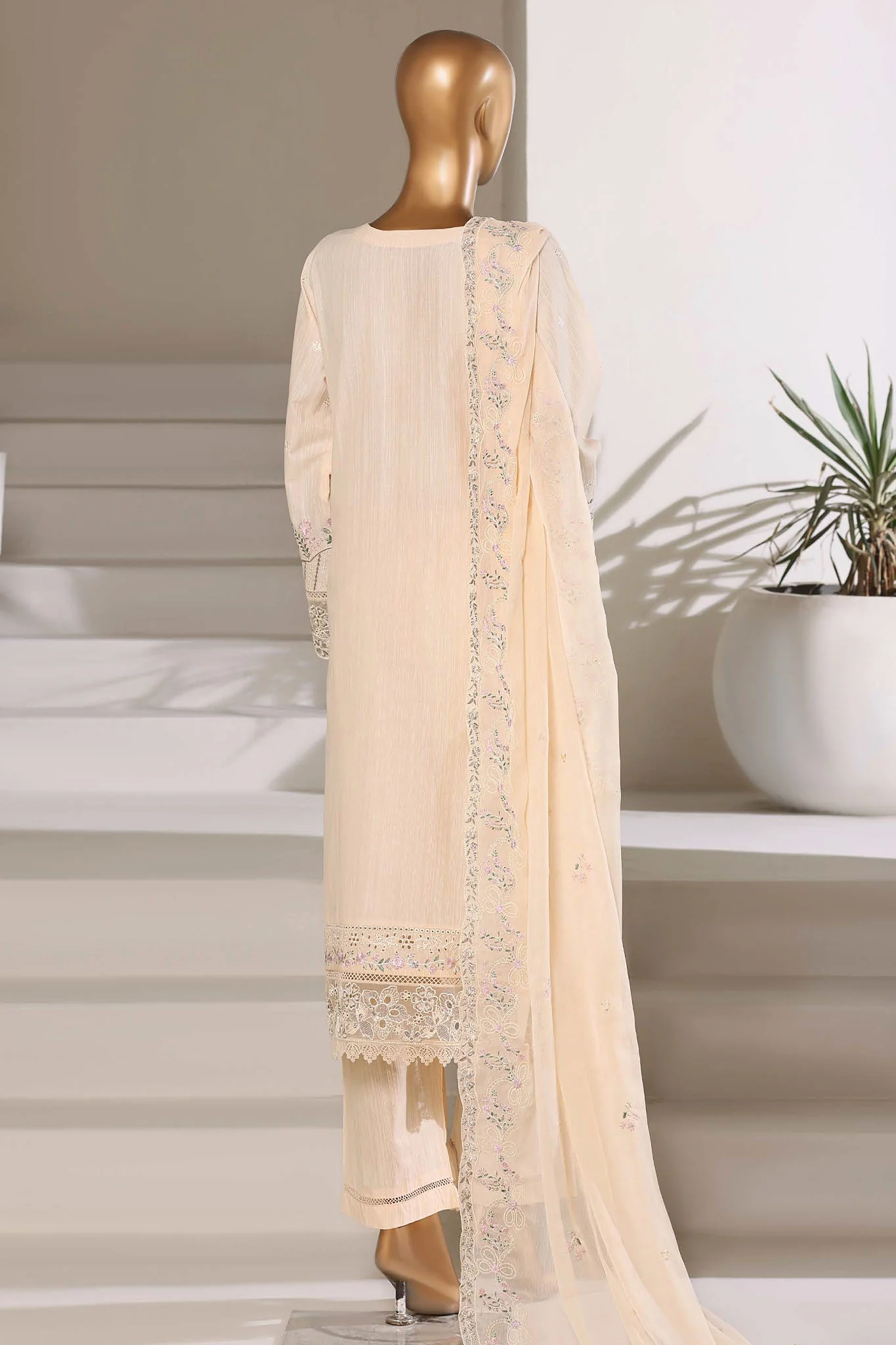 Sada Bahar Stitched 3 Piece Luxury Emb Festive Vol-01 Suit-LEL1-MK-251 CREAM - Image 3