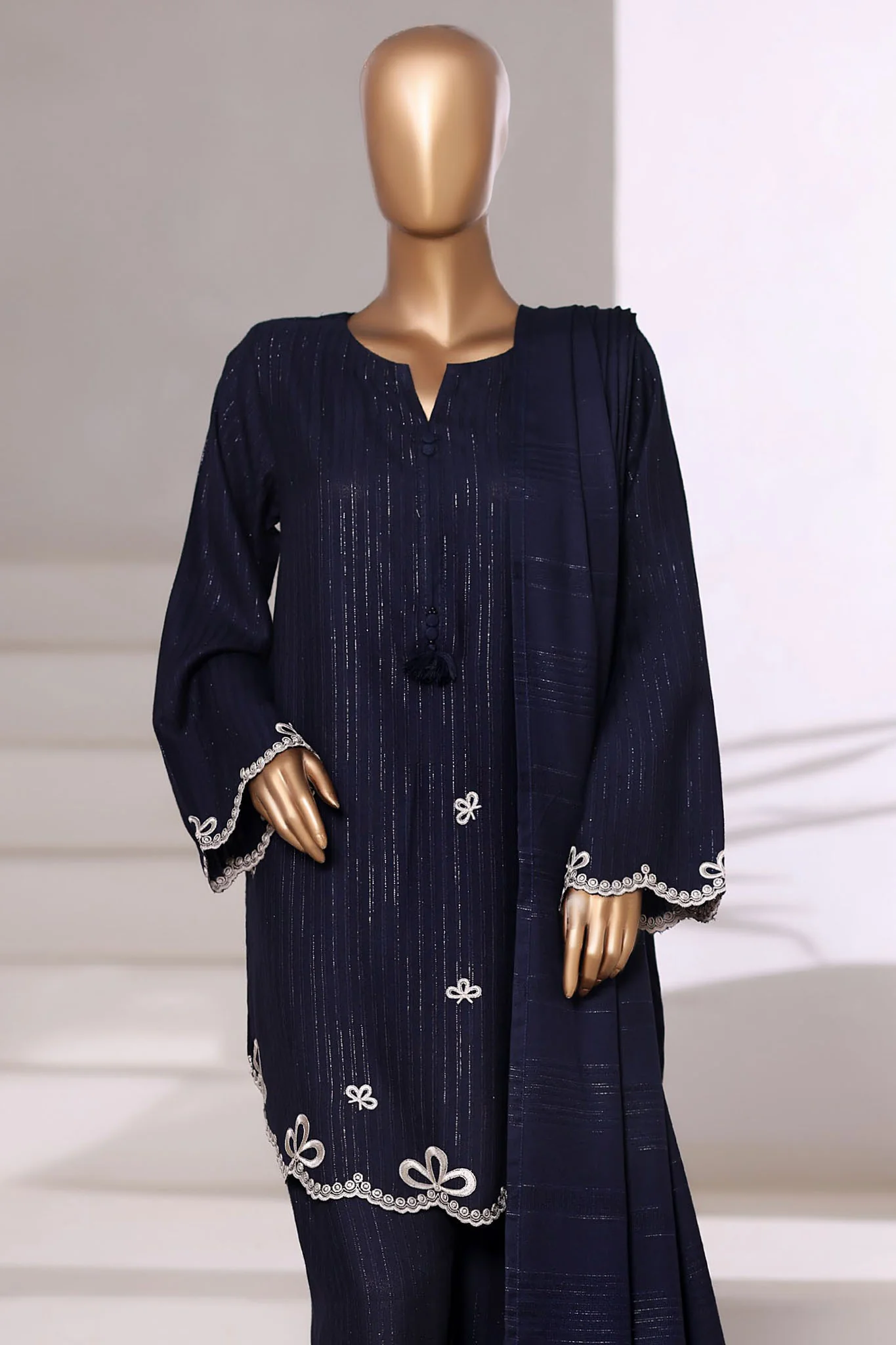 Vybe By Sada Bahar Sititched Co-Ords With Dhanak Shawl Suit-MED-253-Blue - Image 2