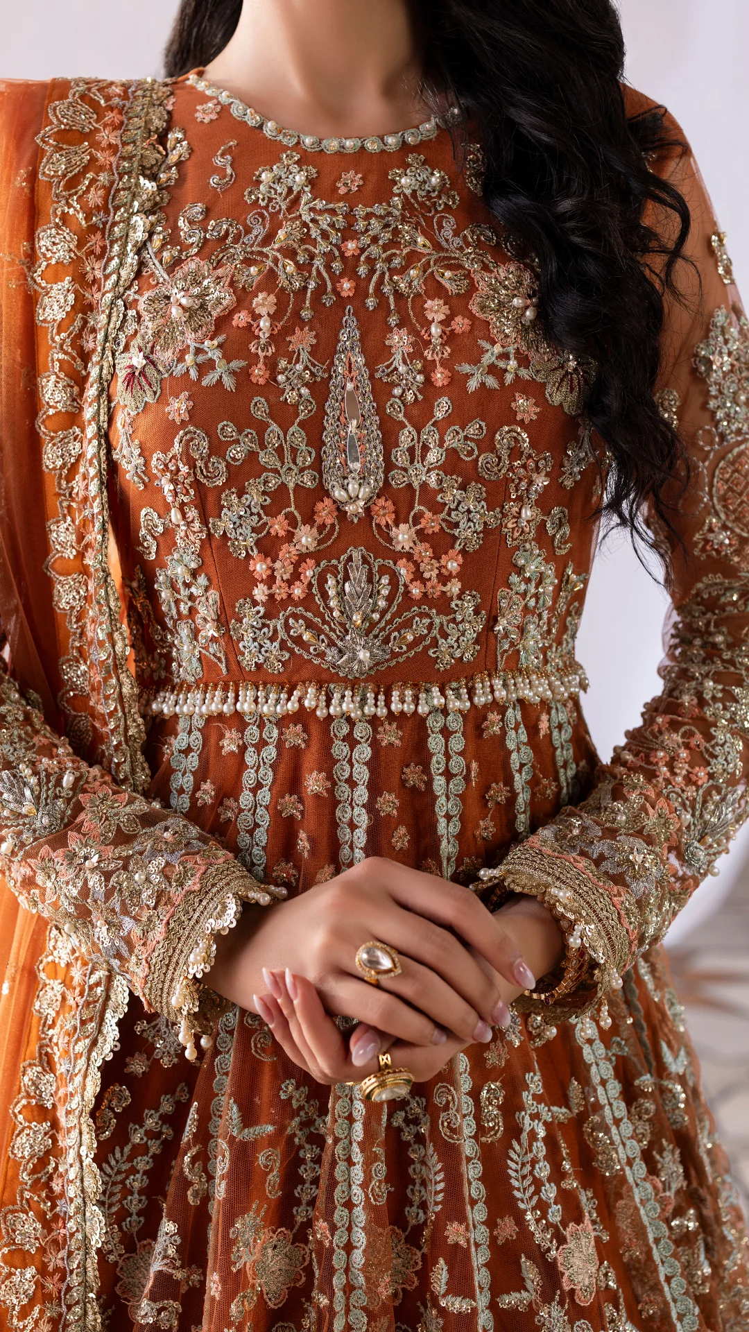 Ember Festive By Aylin Unstitched 3 Piece Formals Suit-Saffron - Image 4