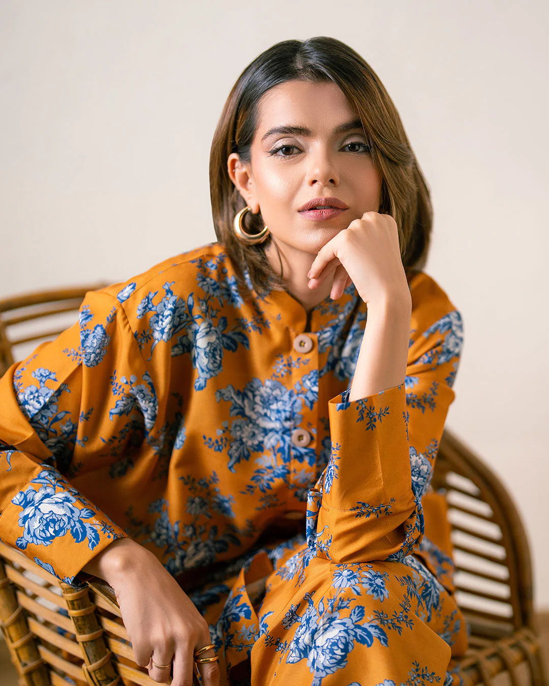 Ayla Studio Stitched PRINTED ESSENTIAL 2PC CO-ORD - Saffron Yellow - Image 6