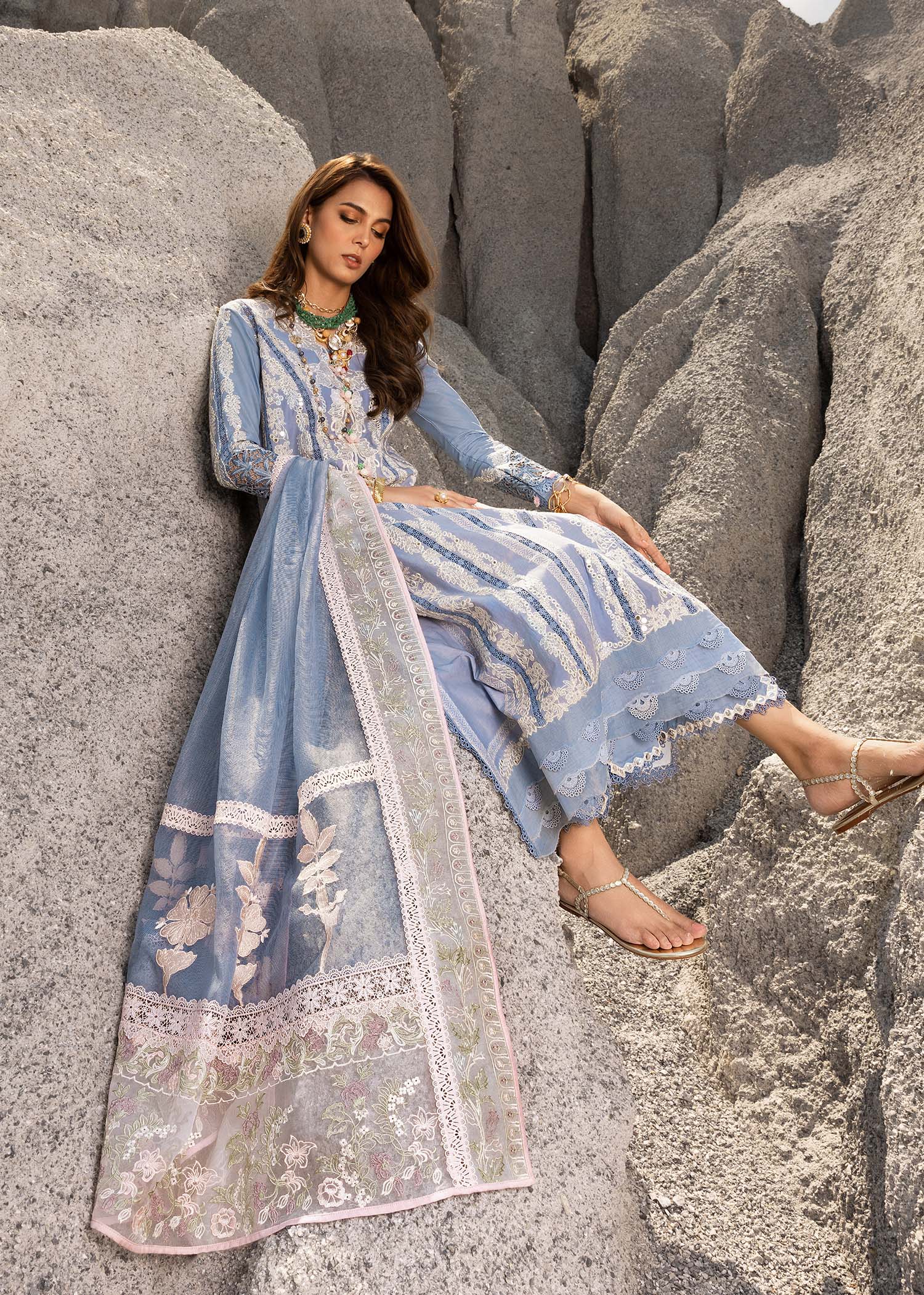 Saira Shakira Unstitched 3 Piece Luxury Lawn Suit-NADINE-A - Image 5