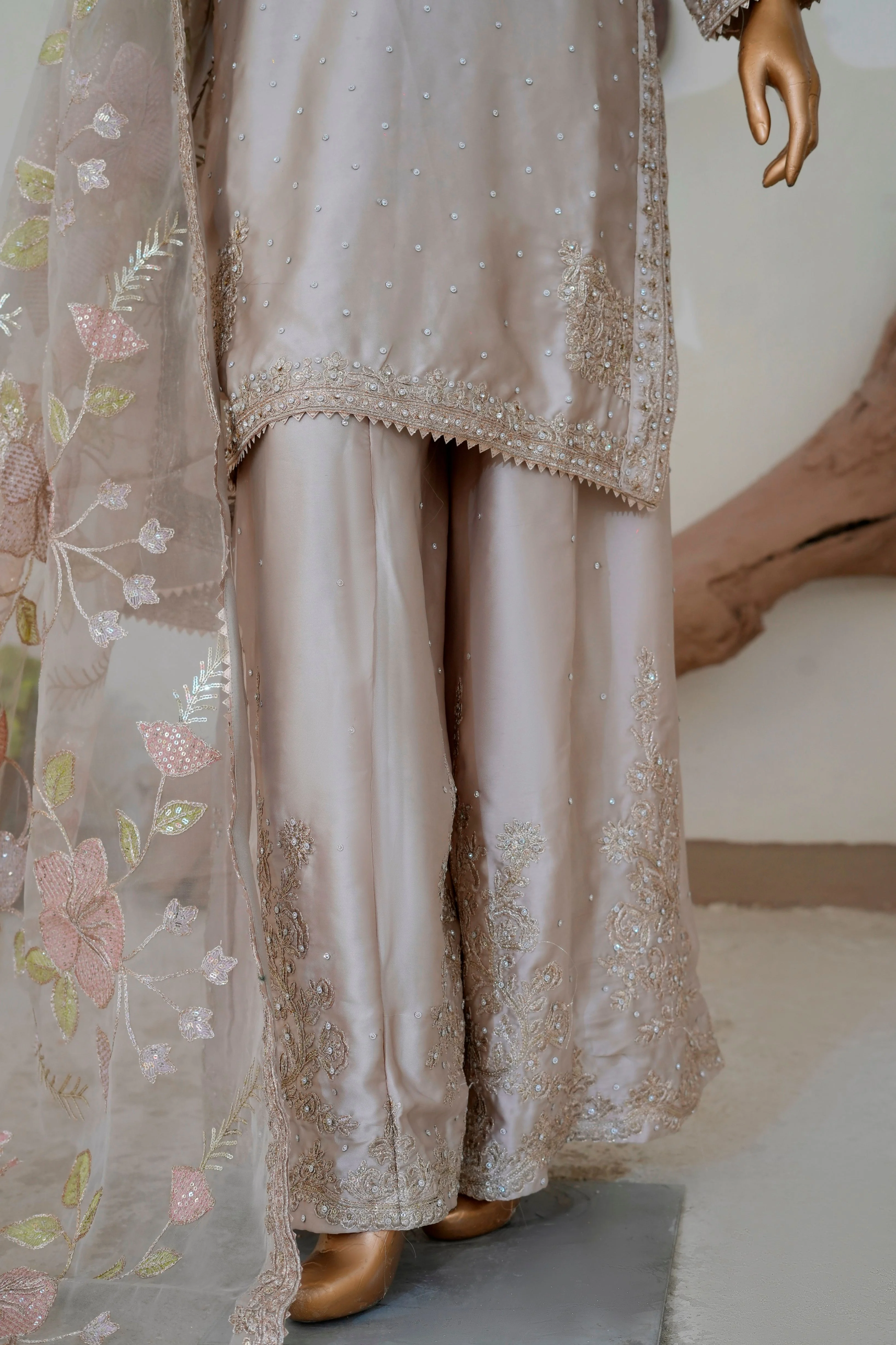 Saira Sultana Stitched Wedding Formals Suit-Haya-Fawn - Image 3