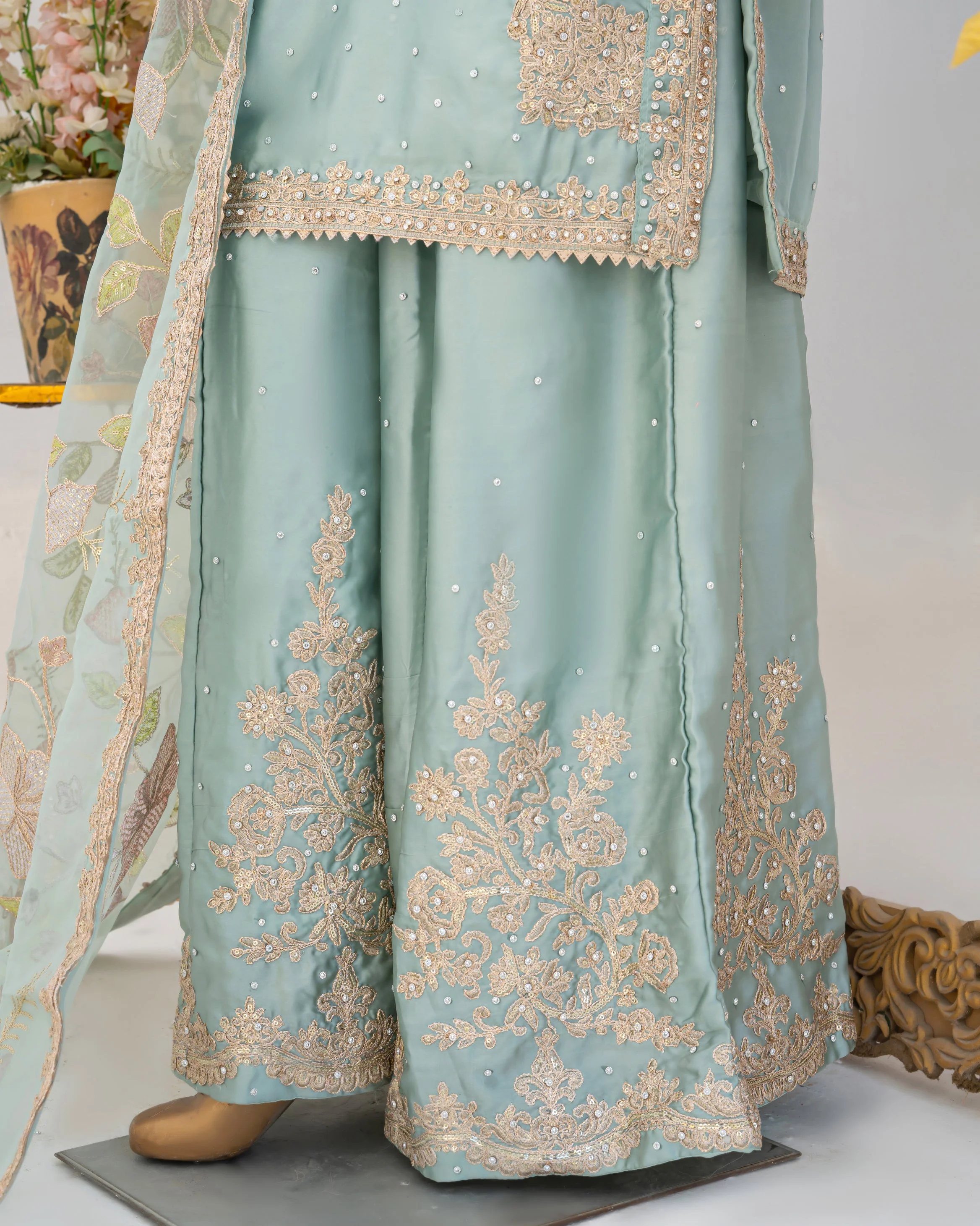 Saira Sultana Stitched Wedding Formals Suit-Haya-Ice Pista - Image 5