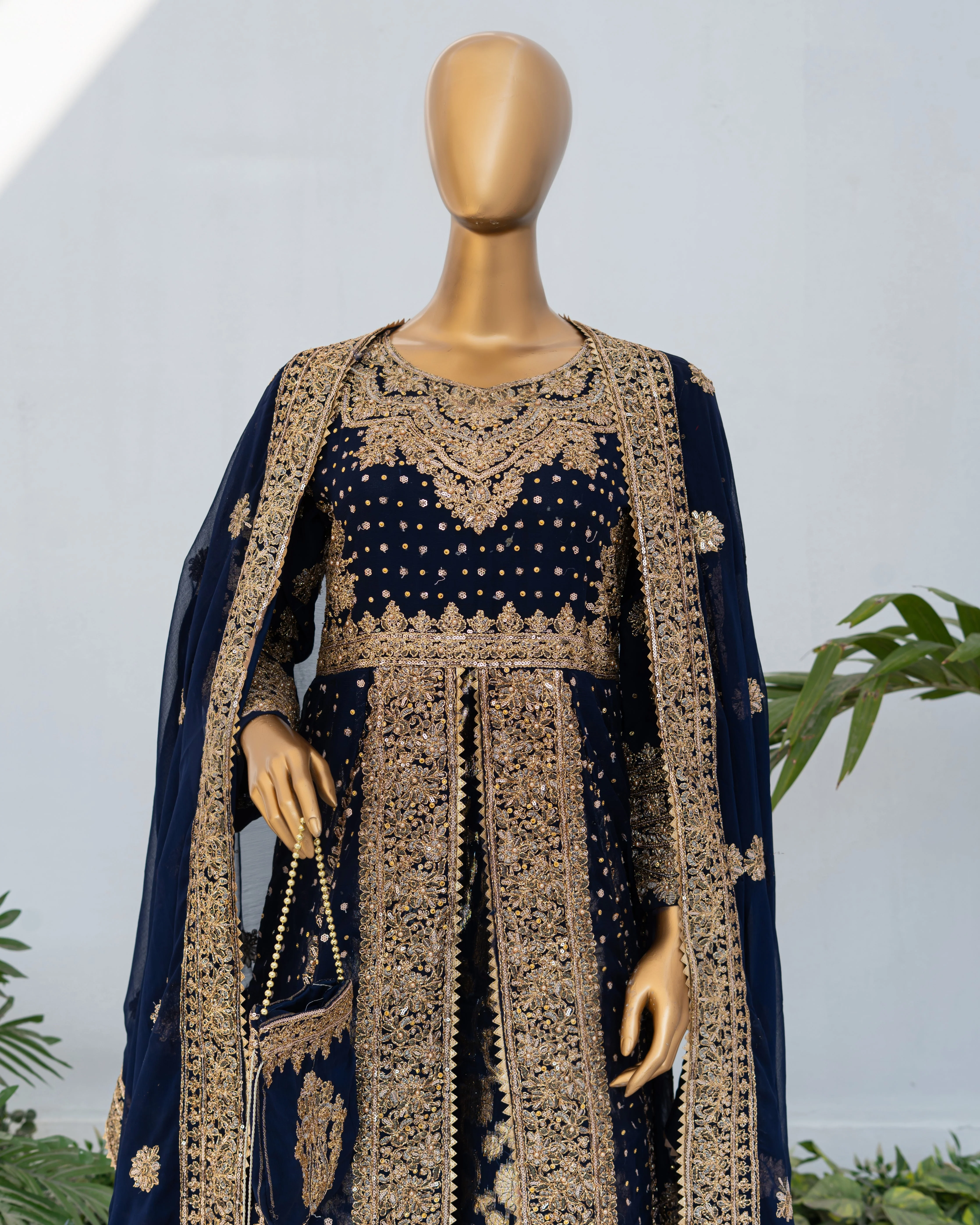 Saira Sultana Stitched Wedding Formals Suit-Muneeha-Navy Blue - Image 5