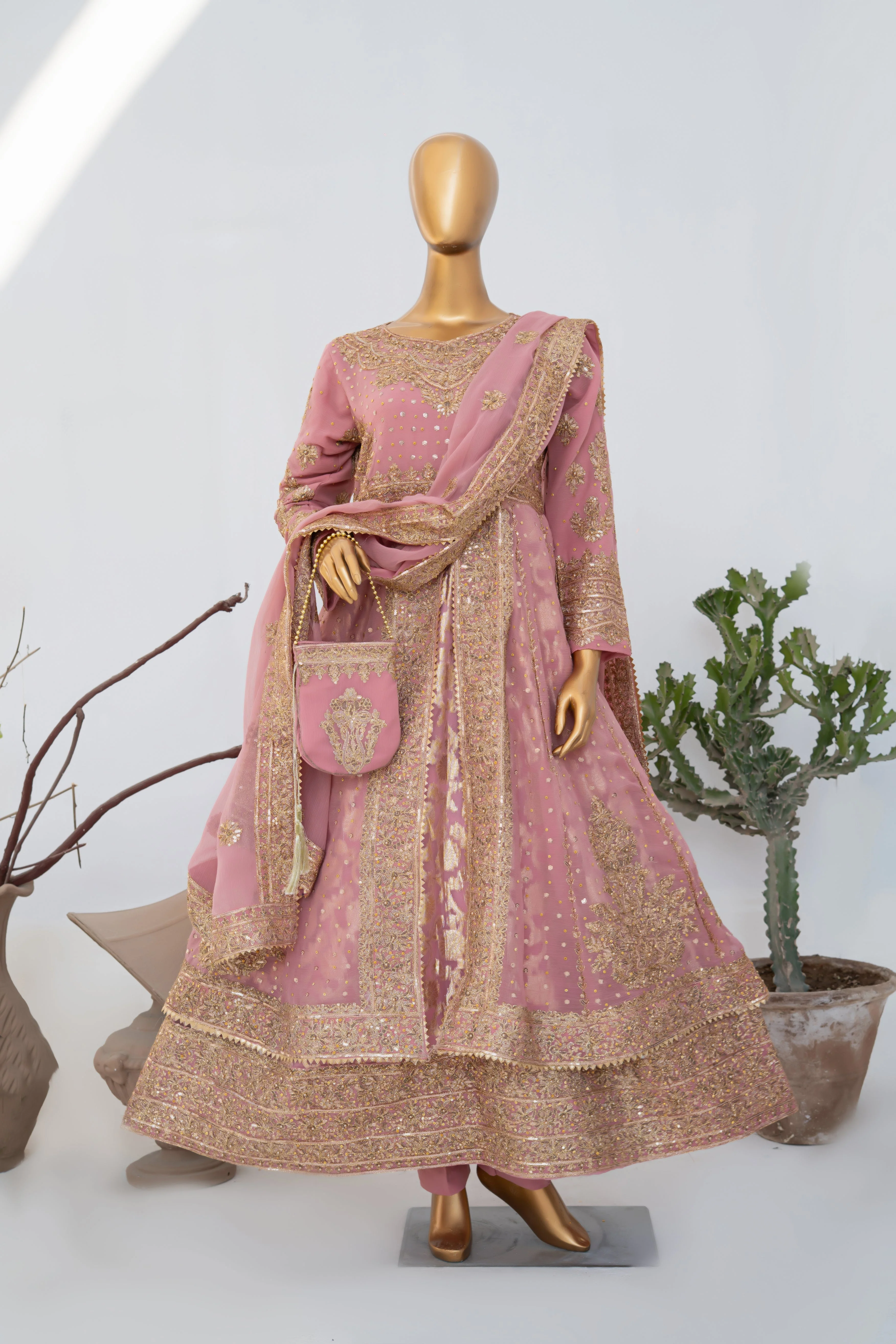 Saira Sultana Stitched Wedding Formals Suit-Muneeha-T Pink