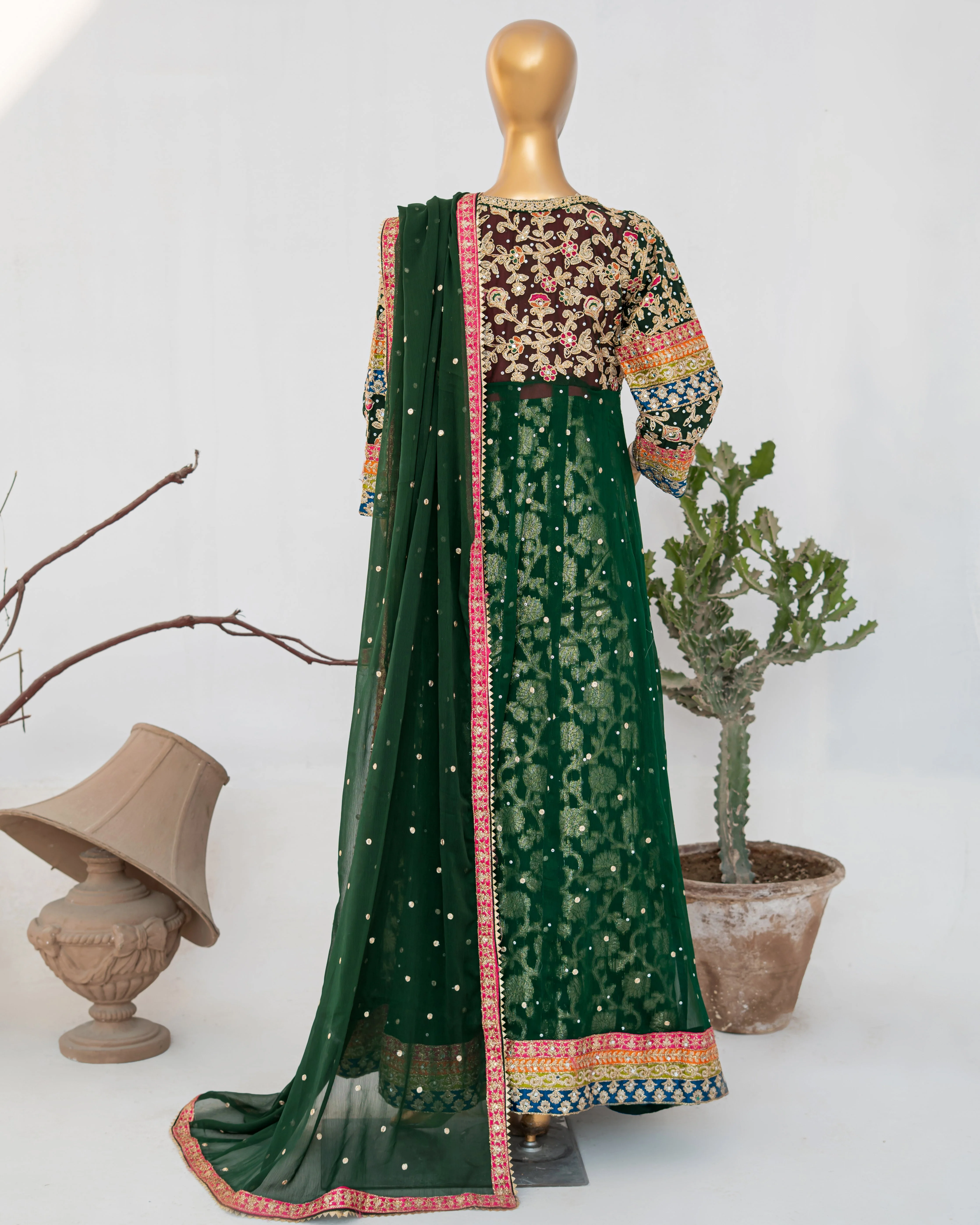 Saira Sultana Stitched Wedding Formals Suit-Sumaira-Bottle Green - Image 2