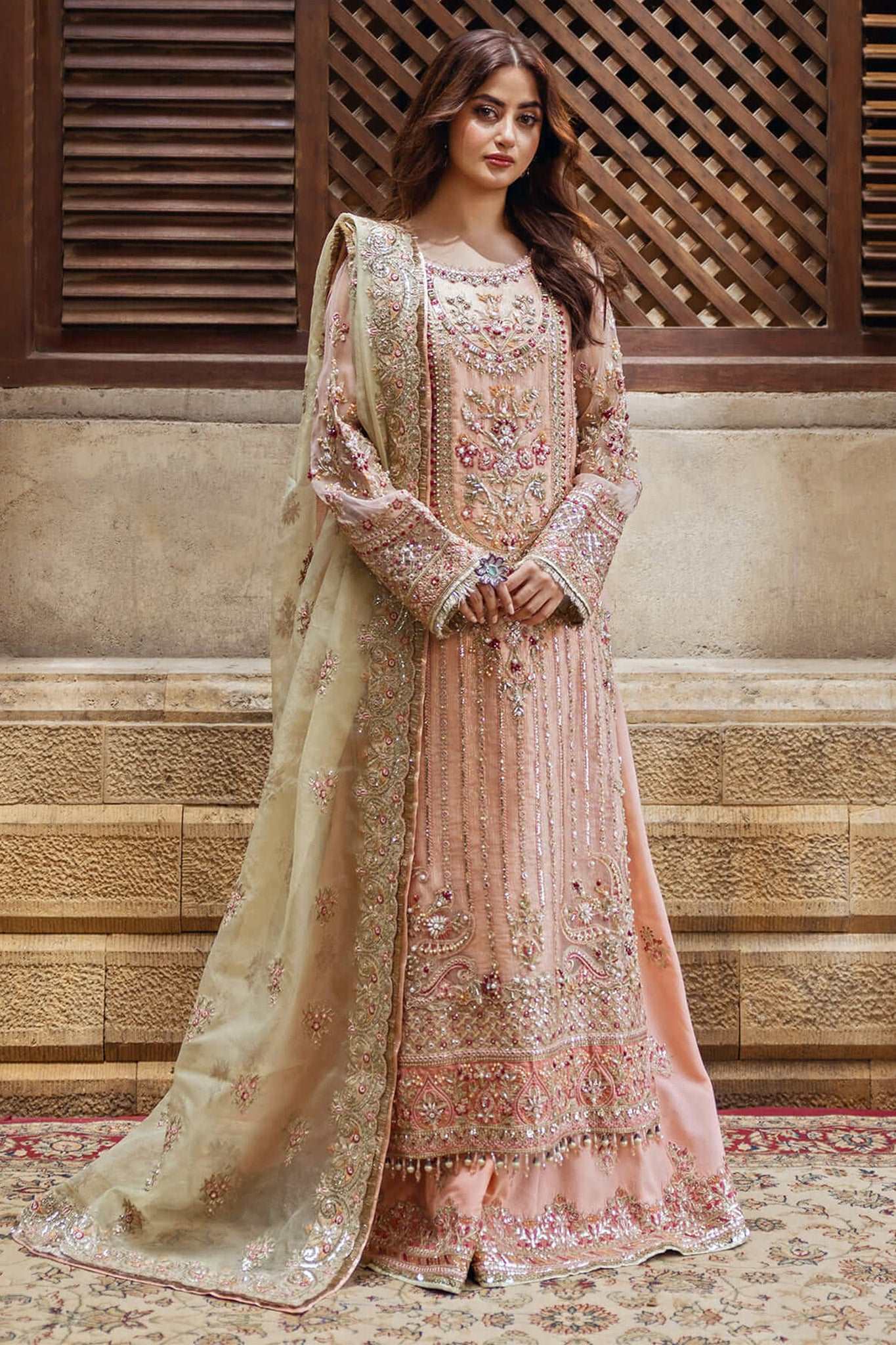 Sajal By Serene Unstitched 3 Piece Bridal Suit-SB-27-Zarqash