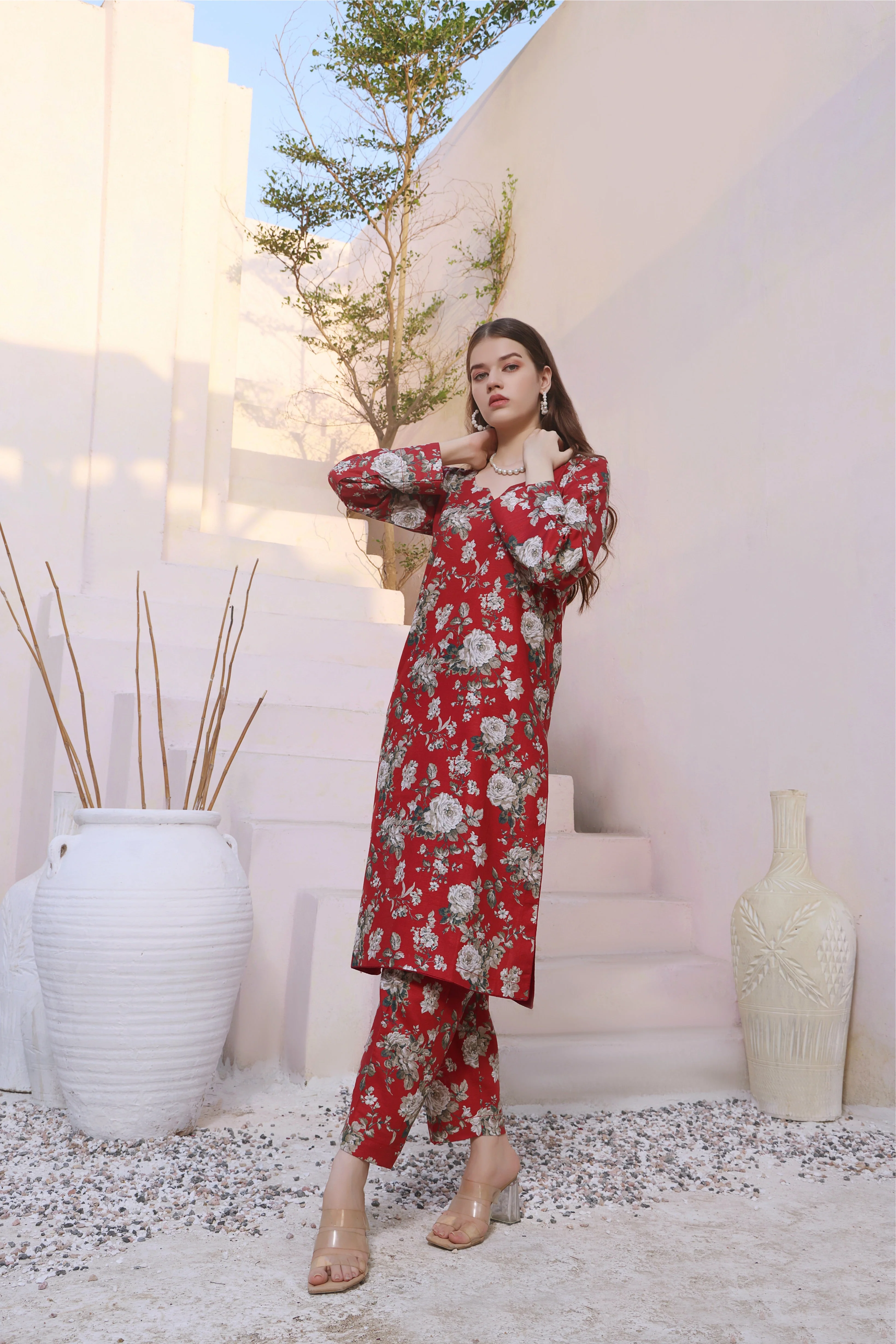 Feathers Unstitched 3 Piece Winter Collection-SAND ROSE-FT288 - Image 5