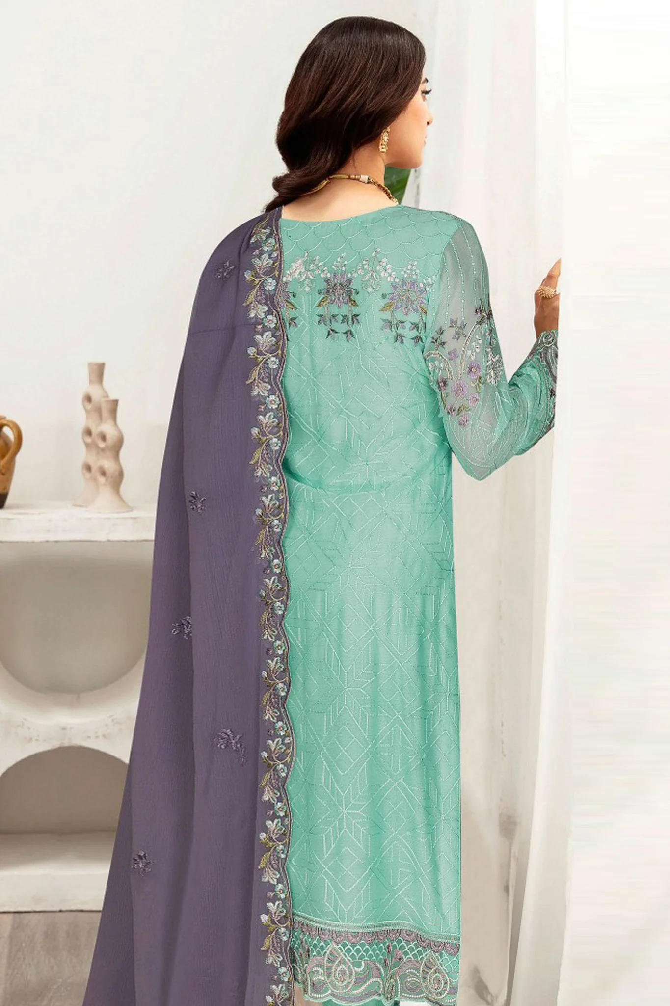Sangeet By Ramsha Unstitched 3 Piece Chiffon Vol-01 Suit-B-110 - Image 3