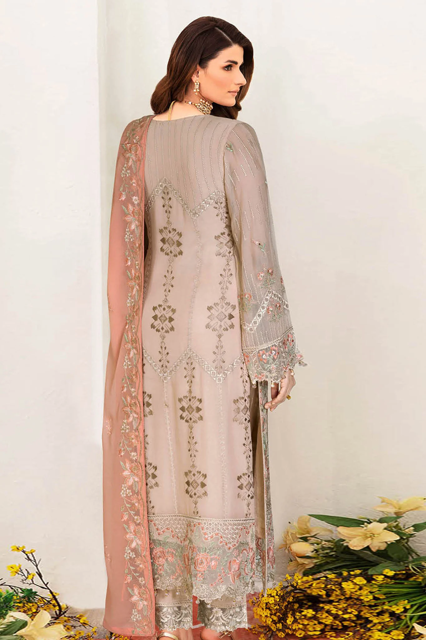 Sangeet By Ramsha Semi-Stitched 3 Piece Chiffon Vol-02 Collection-B-201 - Image 3