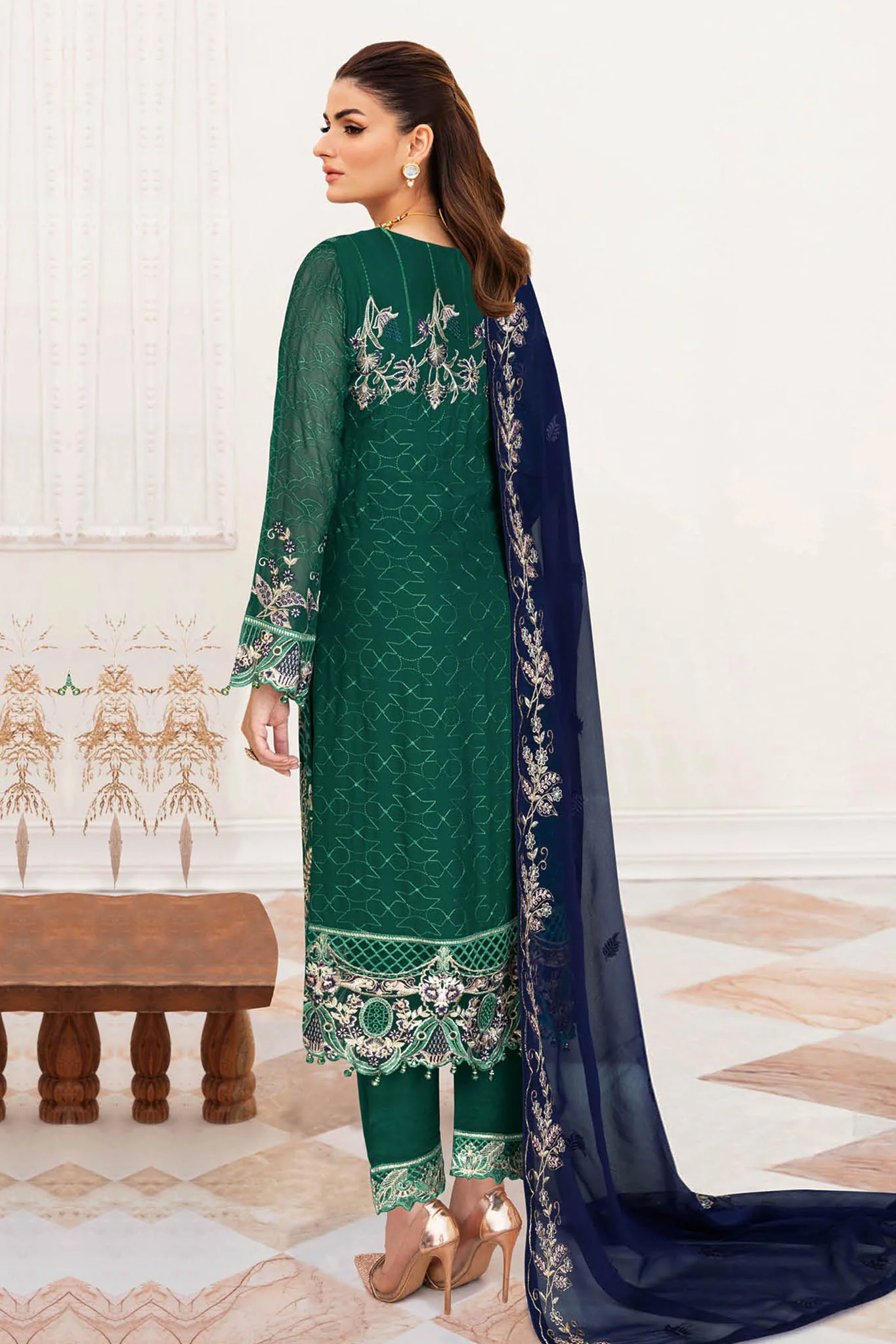 Sangeet By Ramsha Semi-Stitched 3 Piece Chiffon Vol-02 Collection-B-208 - Image 3