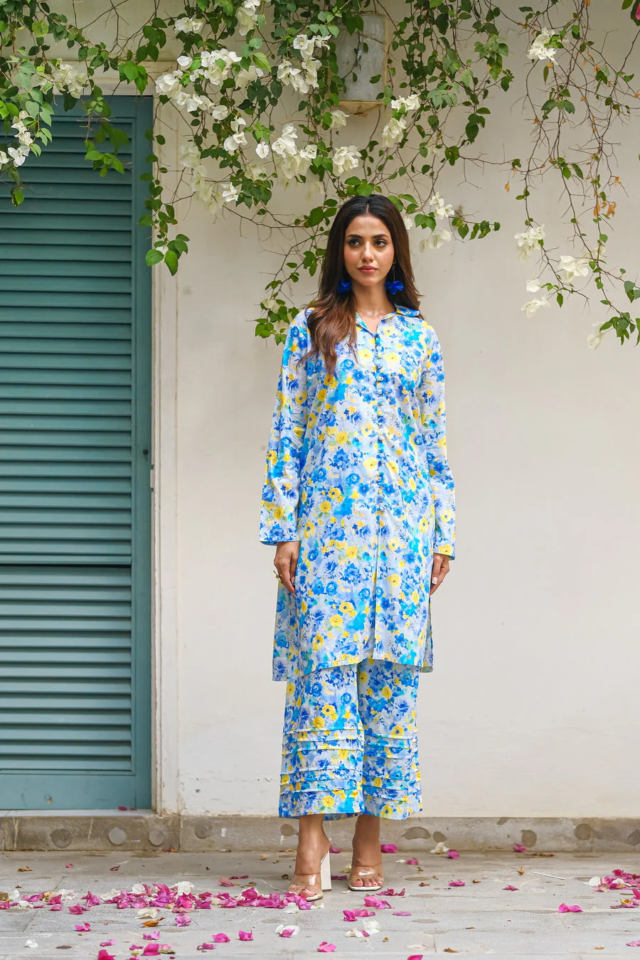 Sprinkles Stitched 2 Piece Summer Luxury Lawn Women Suit-Sapphire - 2-Piece Luxury Lawn Set - Image 4