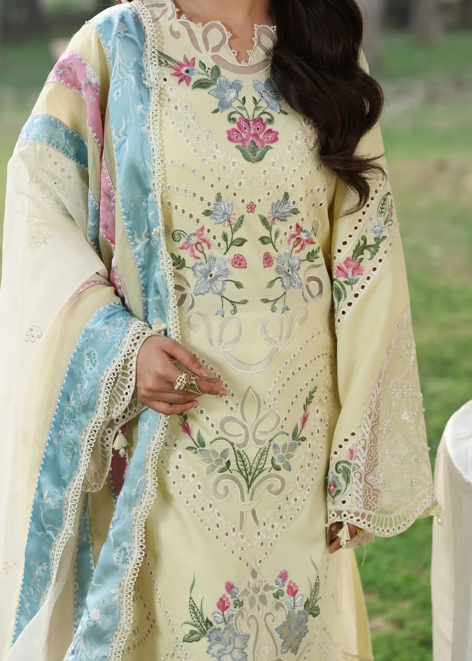 Tales Of Petals By Sardinia Unstitched 3 Piece Luxury Summer Suit-DAISY DREAM - Image 3