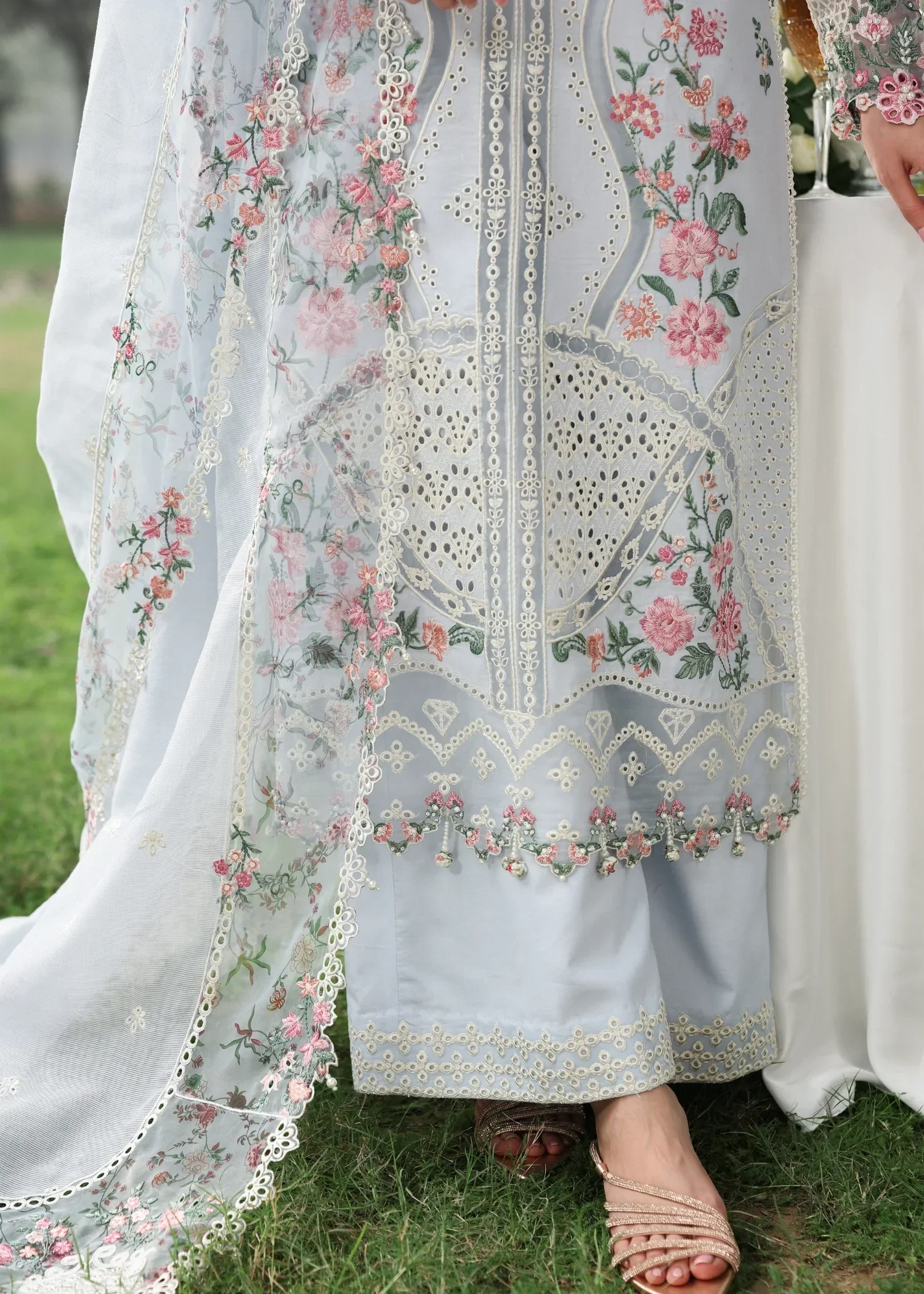 Tales Of Petals By Sardinia Unstitched 3 Piece Luxury Summer Suit-MORNING SKY - Image 6