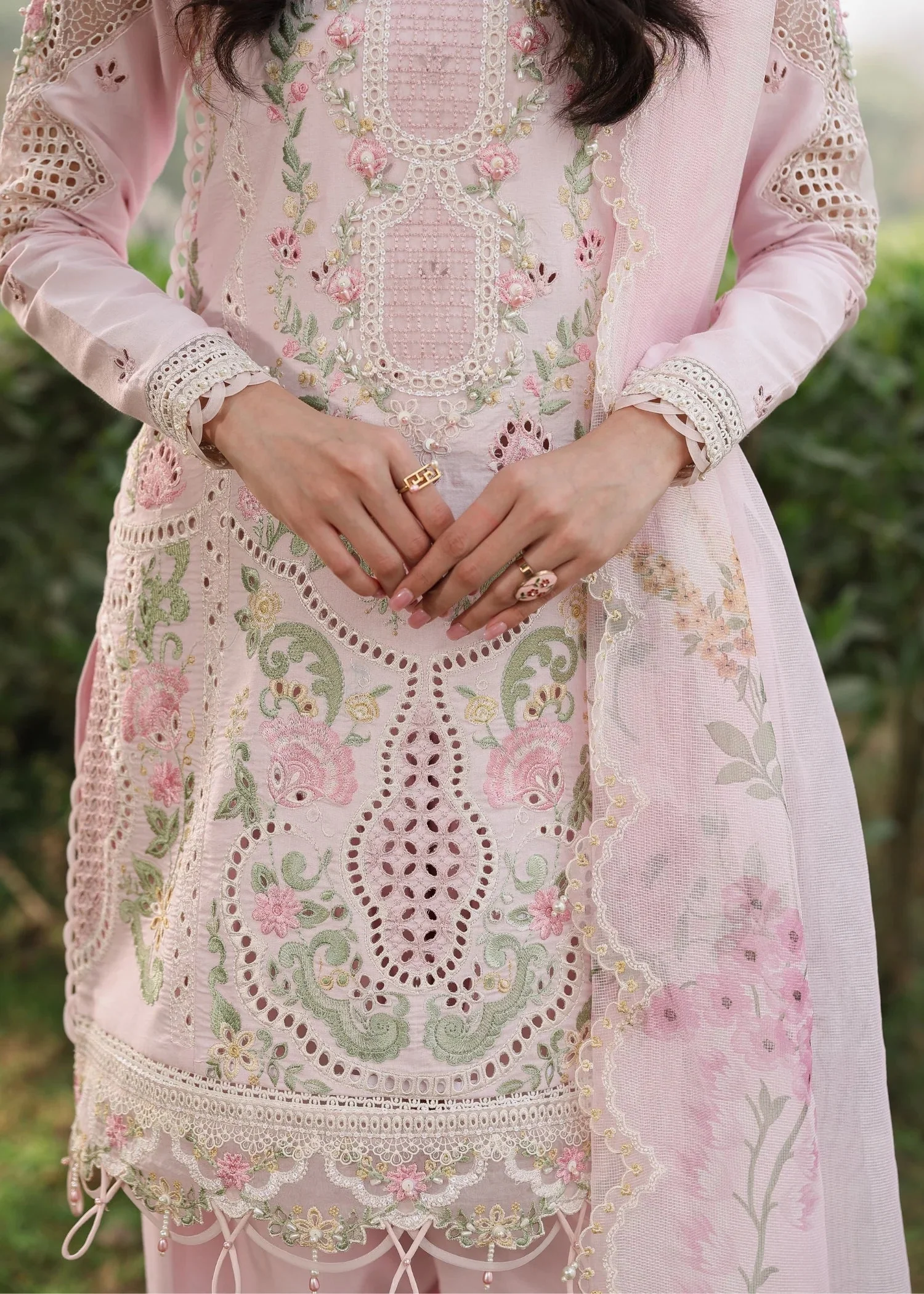 Tales Of Petals By Sardinia Unstitched 3 Piece Luxury Summer Suit-PINK BREEZE - Image 5