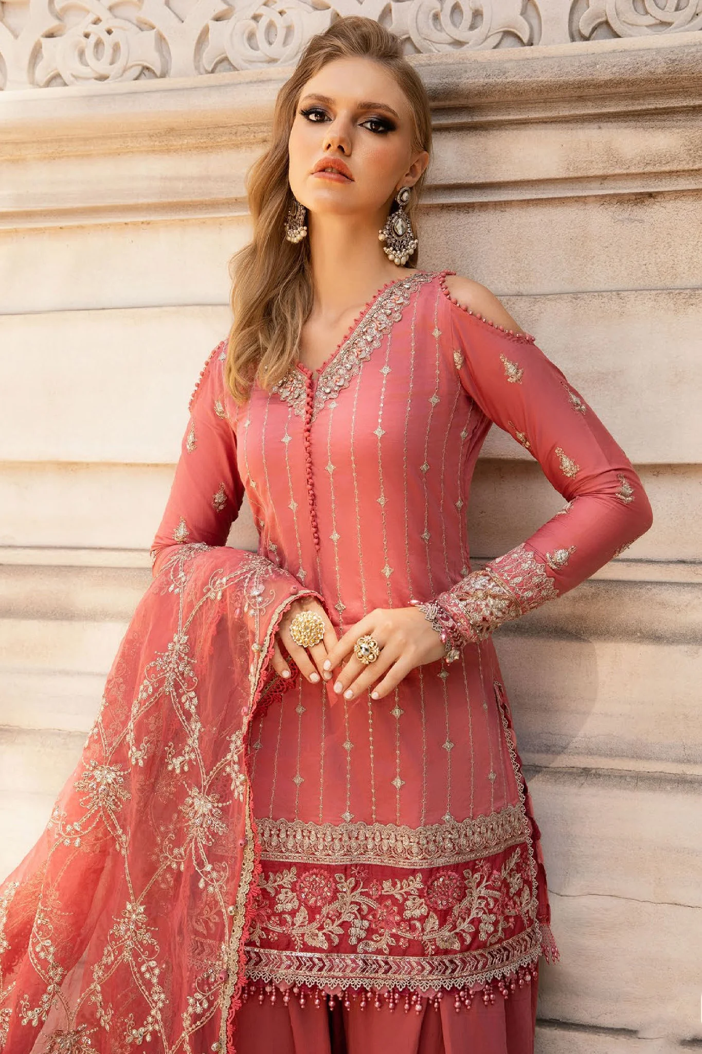 Sateen By Maria B Unstitched 3 Piece Luxury Formals Suit-CST-09 - Image 3