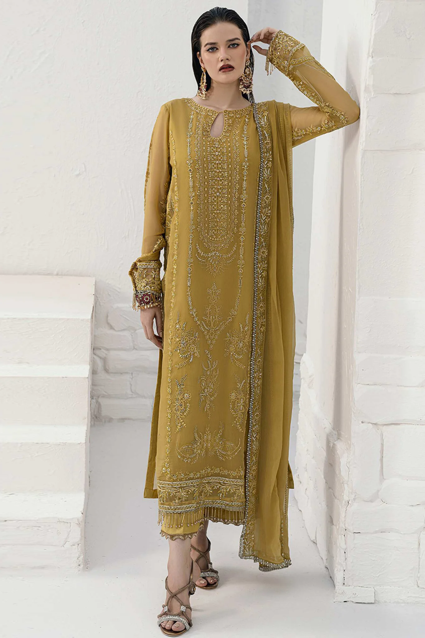 Savoir By Sahane Unstitched 3 Piece Luxury Formals Suit-D-05-Girasol