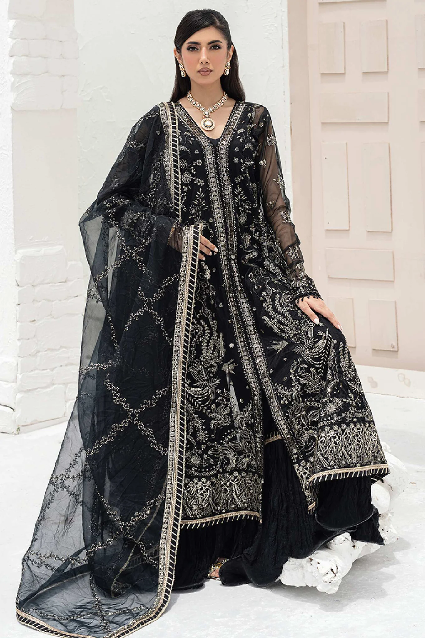 Savoir By Sahane Unstitched 3 Piece Luxury Formals Suit-D-07-Solene