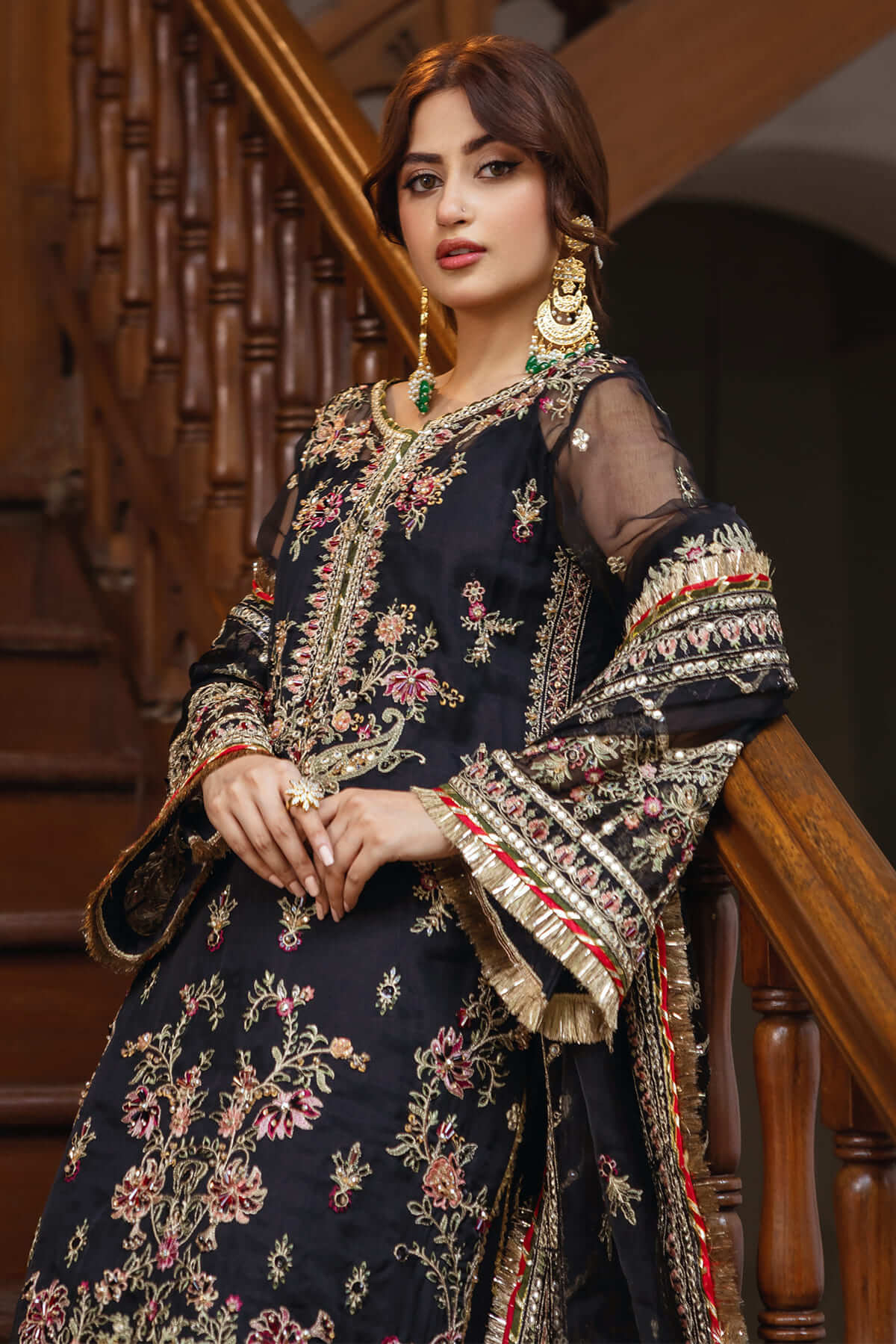 Sajal By Serene Unstitched 3 Piece Bridal Suit-SB-32 Mehrang - Image 5
