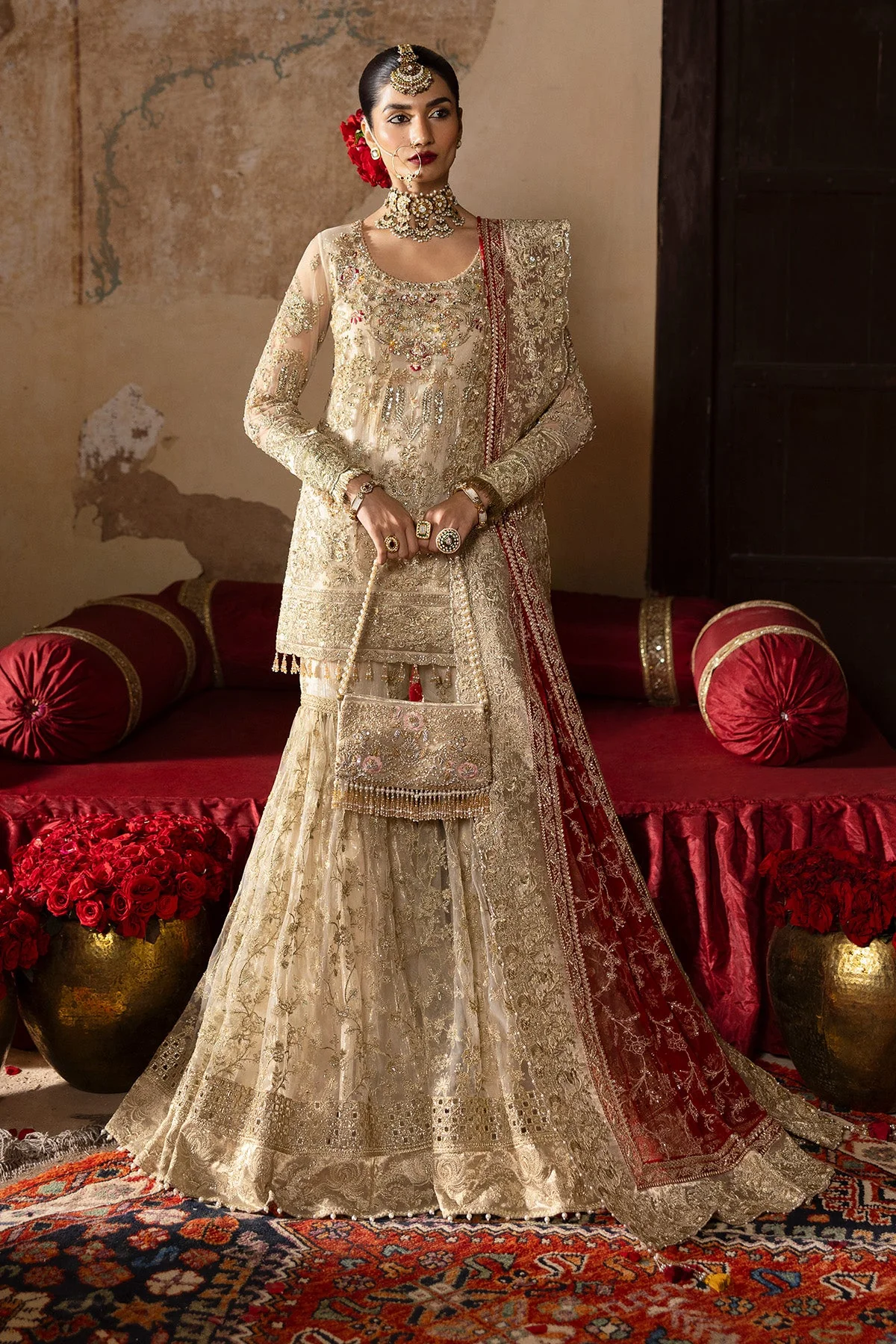 Jashn By Imrozia Serene Unstitched 3 Piece Bridal Suit-SB-38 Pemaan