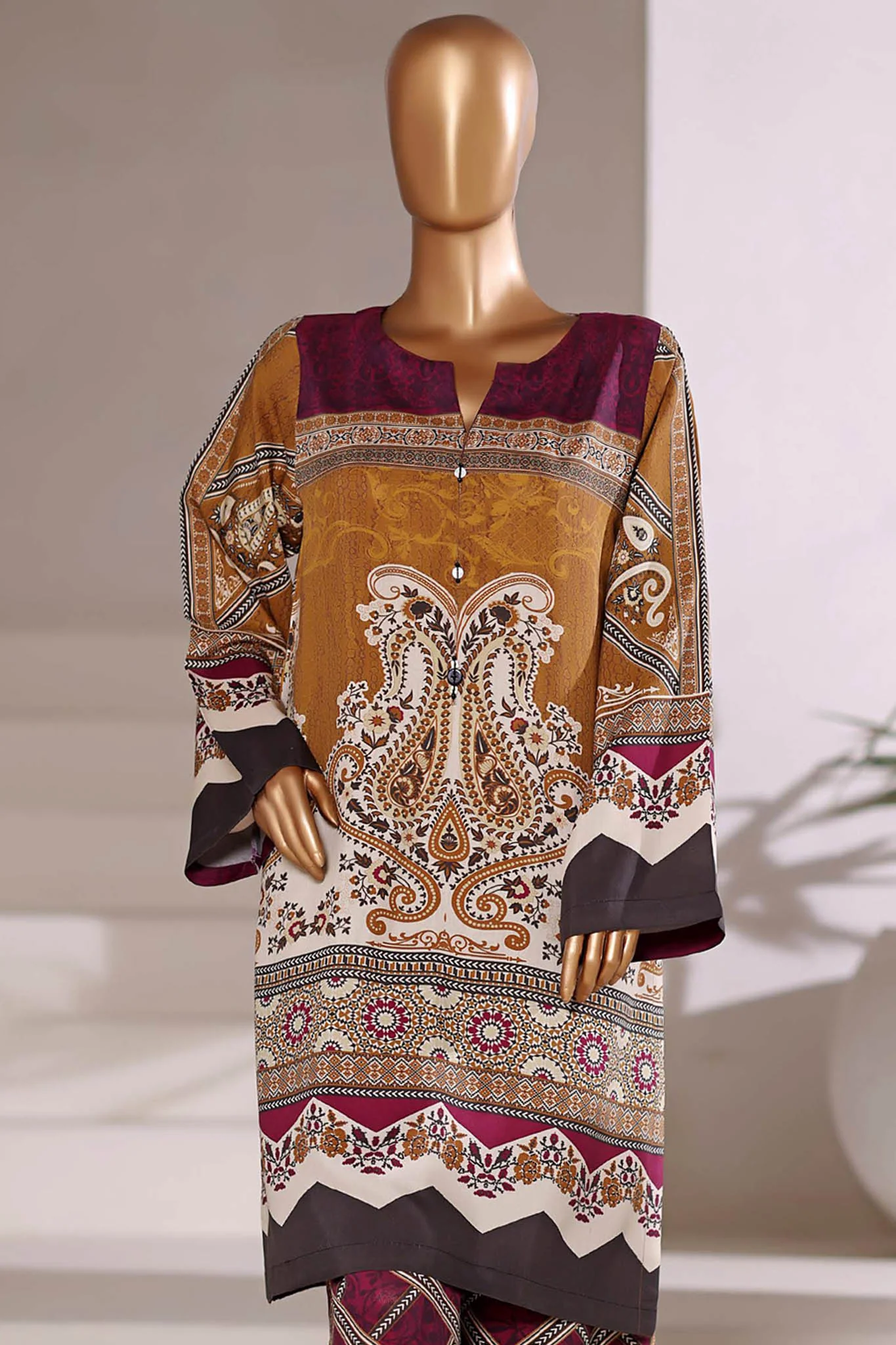 Sada Bahar Stitched 2 Piece Viscose Winter Vol-01 Suit-CV-622-Mustard - Image 2