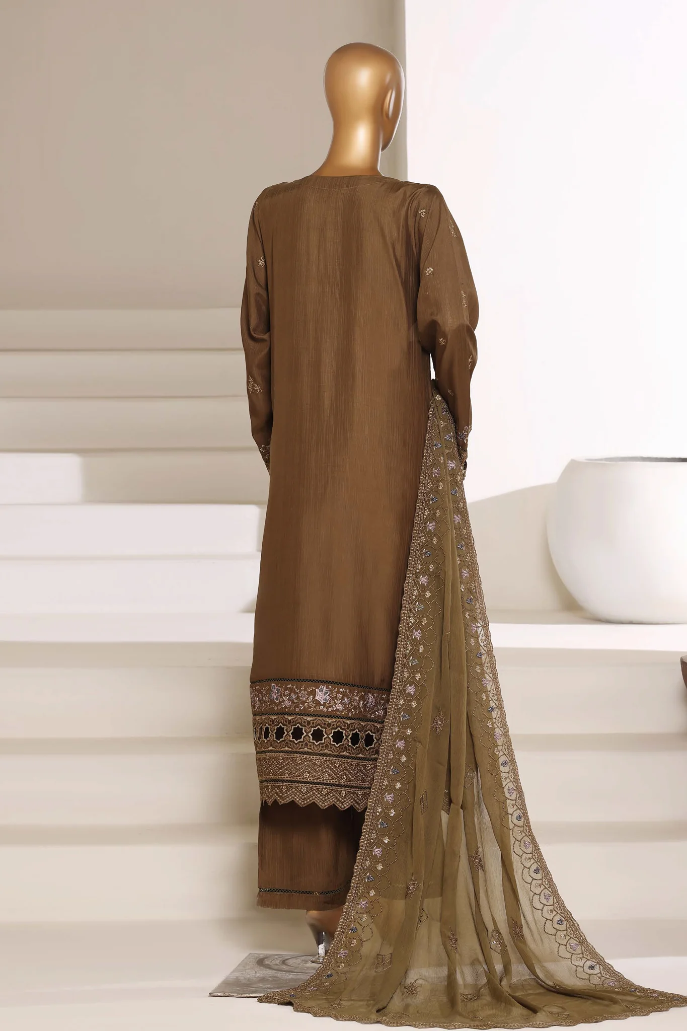 Sada Bahar Stitched 3 Piece Luxury Emb Festive Vol-01 Suit-LEL2-256-MEHANDI - Image 3