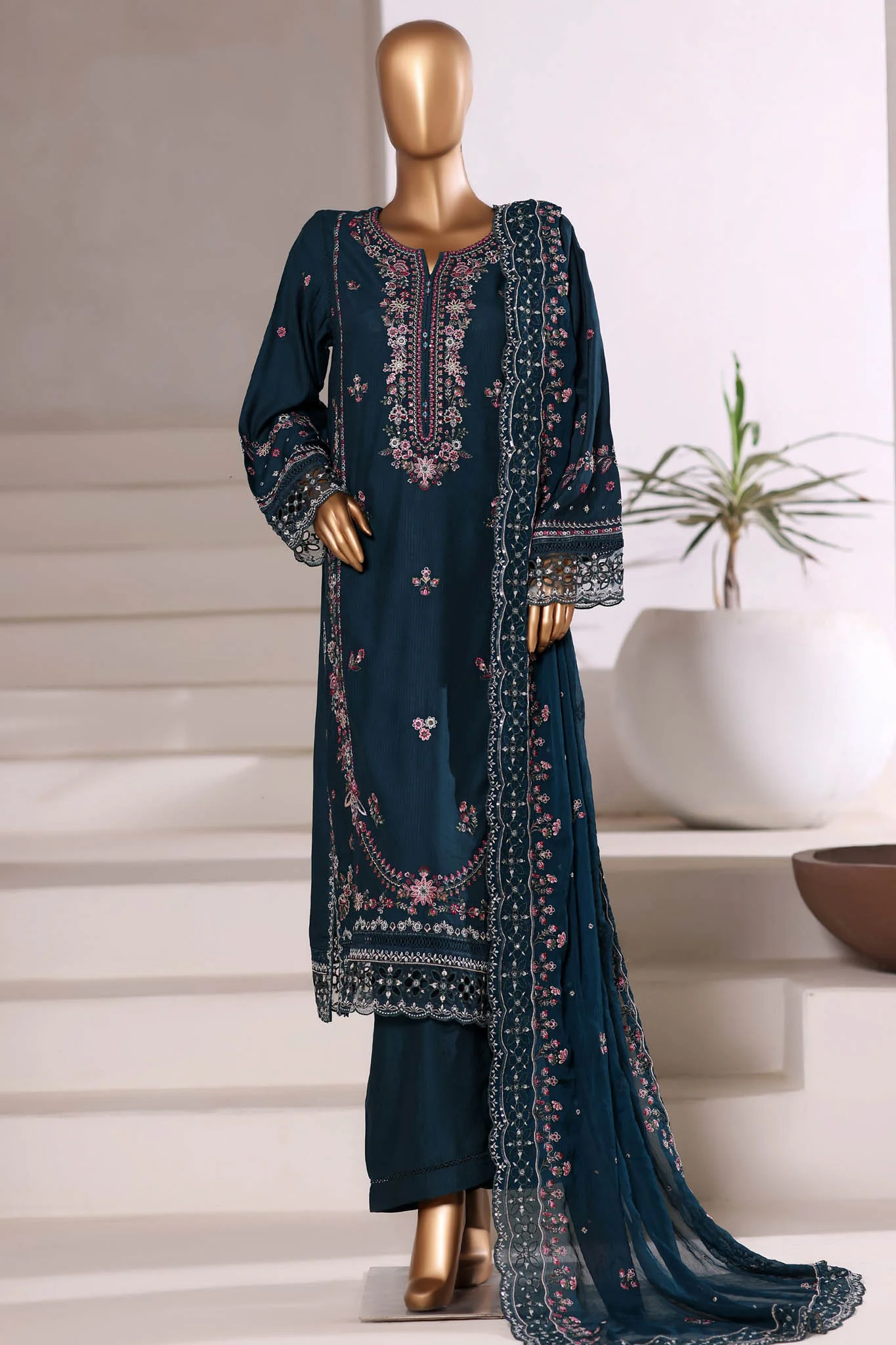 Sada Bahar Stitched 3 Piece Luxury Viscose Winter Vol-01 Suit-LEV-253-Sea Green