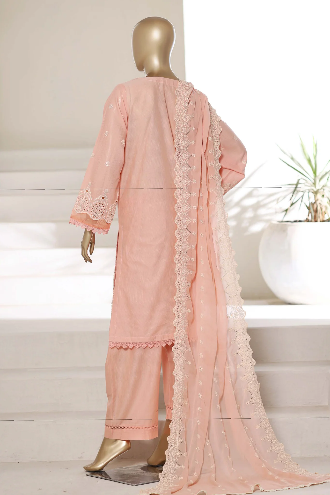 Sada Bahar Stitched 3 Piece Chikankari 3D Laser Work Suit-CK-05 PINK - Image 3