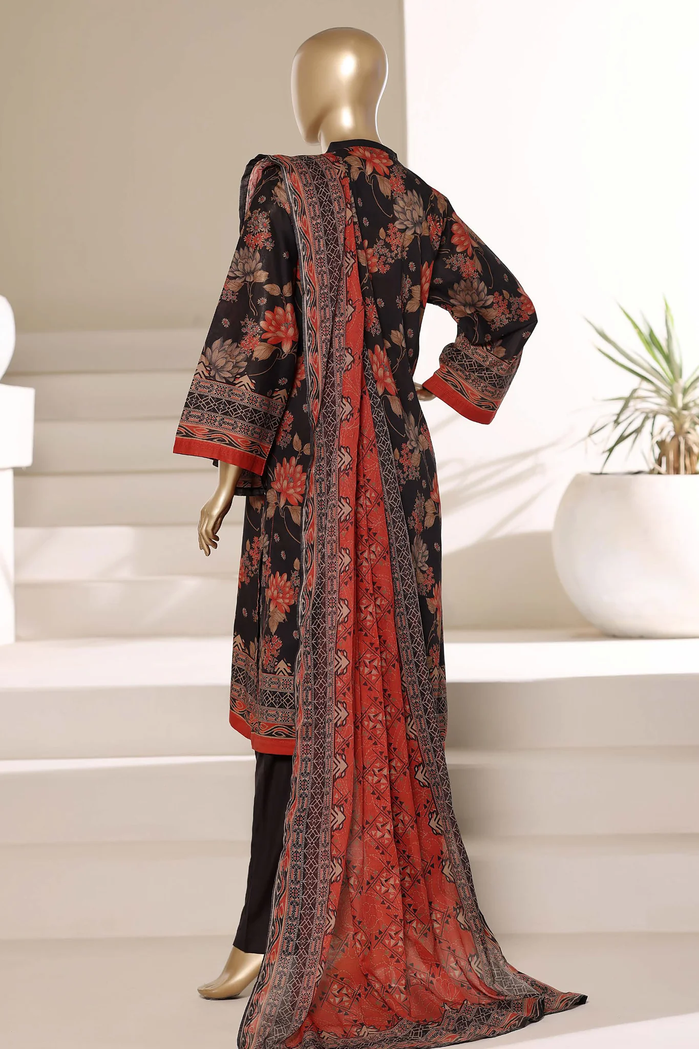 Sada Bahar Stitched 3 Piece Printed Lawn Vol-01 Suit-PR-4478 BLACK - Image 2