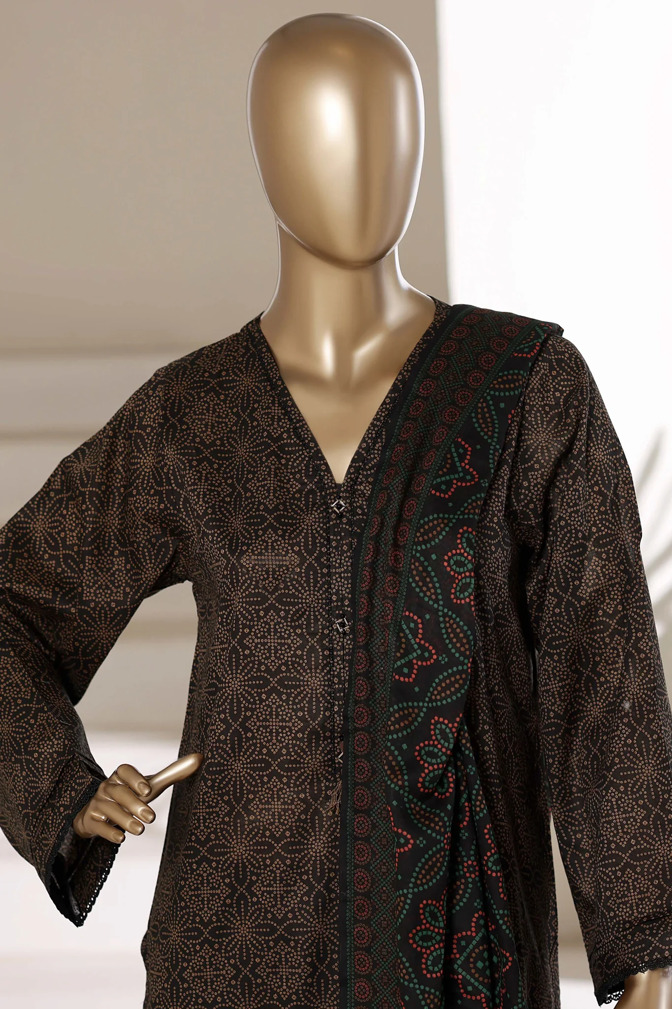 Sada Bahar Stitched 3 Piece Printed Lawn Vol-01 Suit-PR-79 BLACK - Image 2