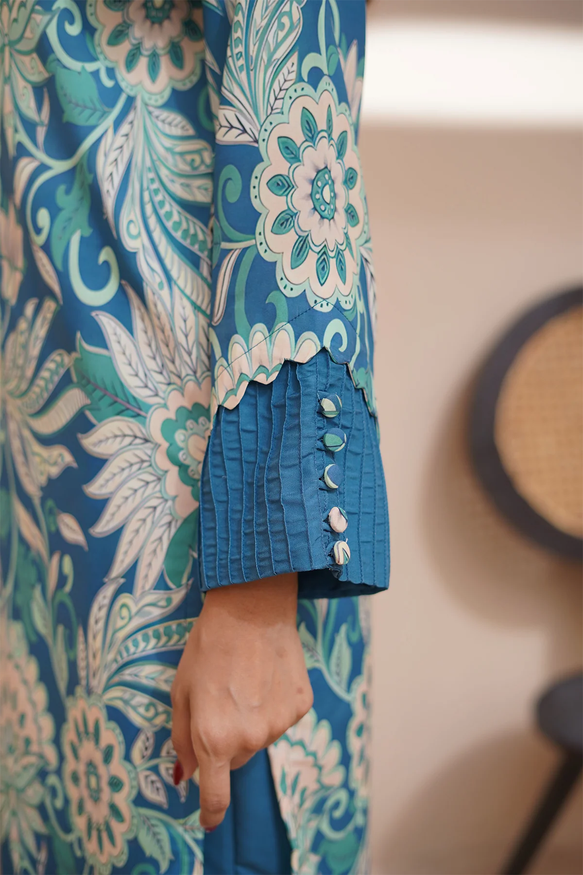 Nairah Stitched Co Ords Summer Suit-Sea Green - Image 5