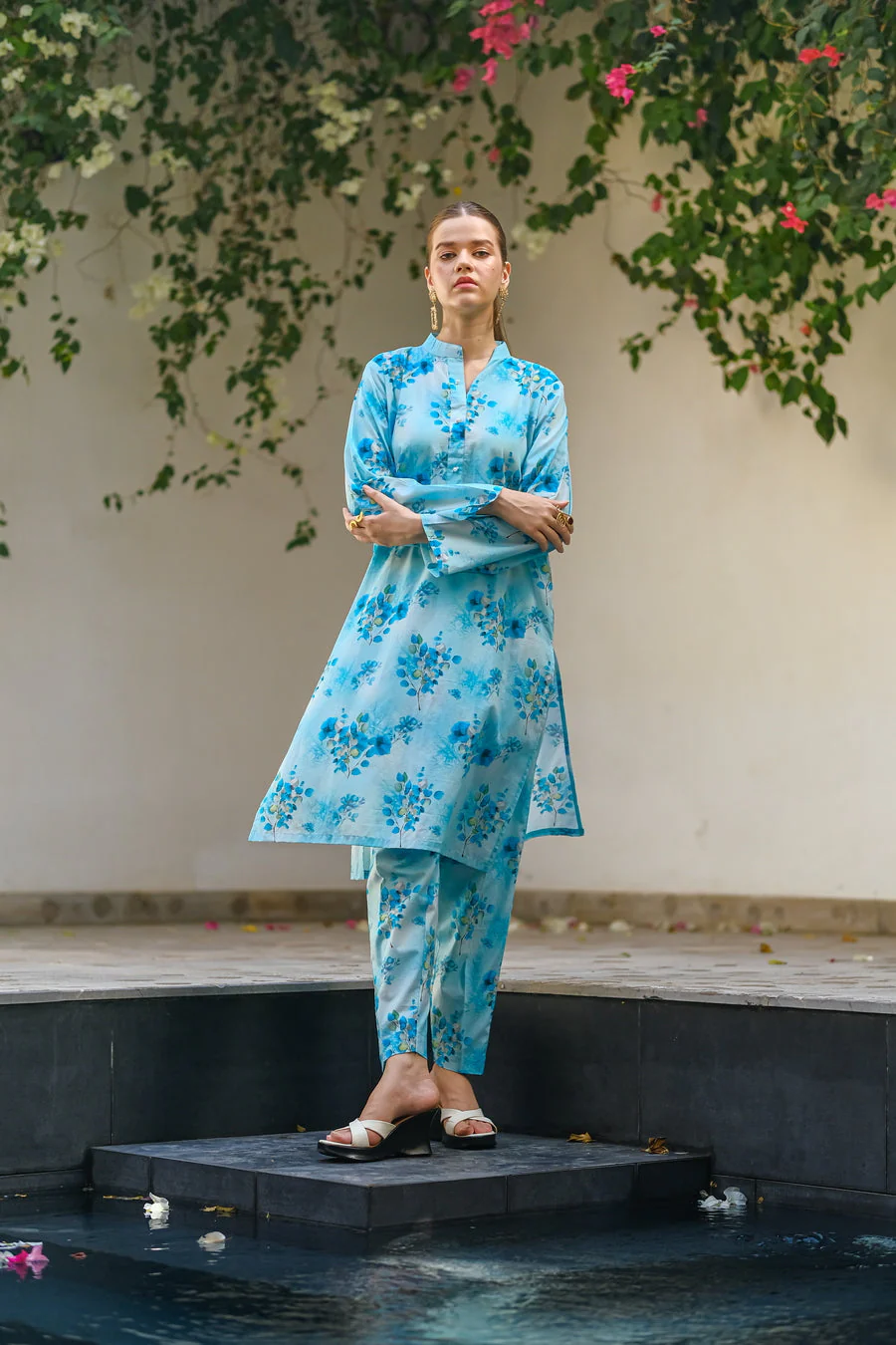 Sprinkles Stitched 2 Piece Summer Luxury Lawn Women Suit-Seaside - 2-Piece Luxury Lawn Set - Image 5