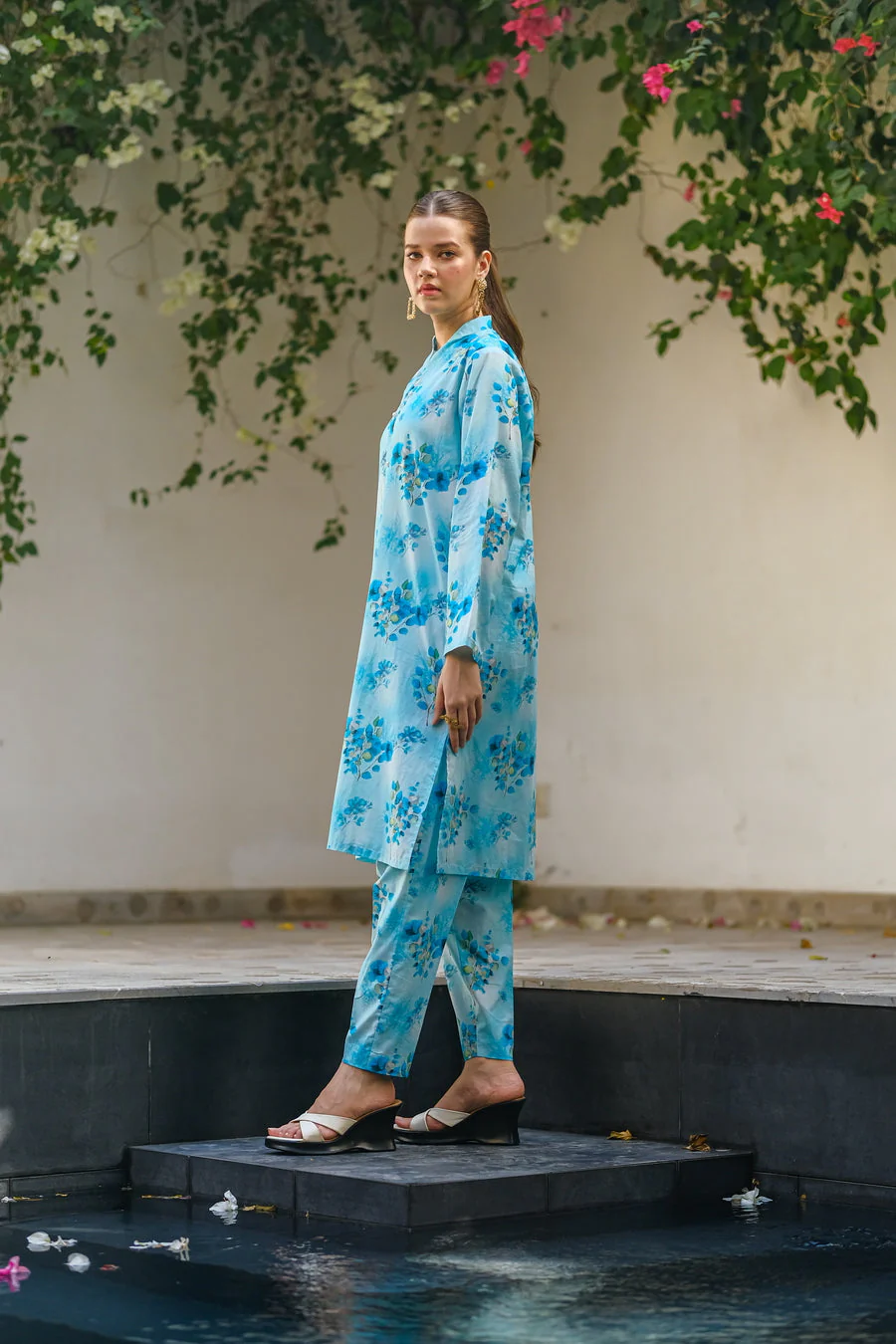 Sprinkles Stitched 2 Piece Summer Luxury Lawn Women Suit-Seaside - 2-Piece Luxury Lawn Set - Image 6