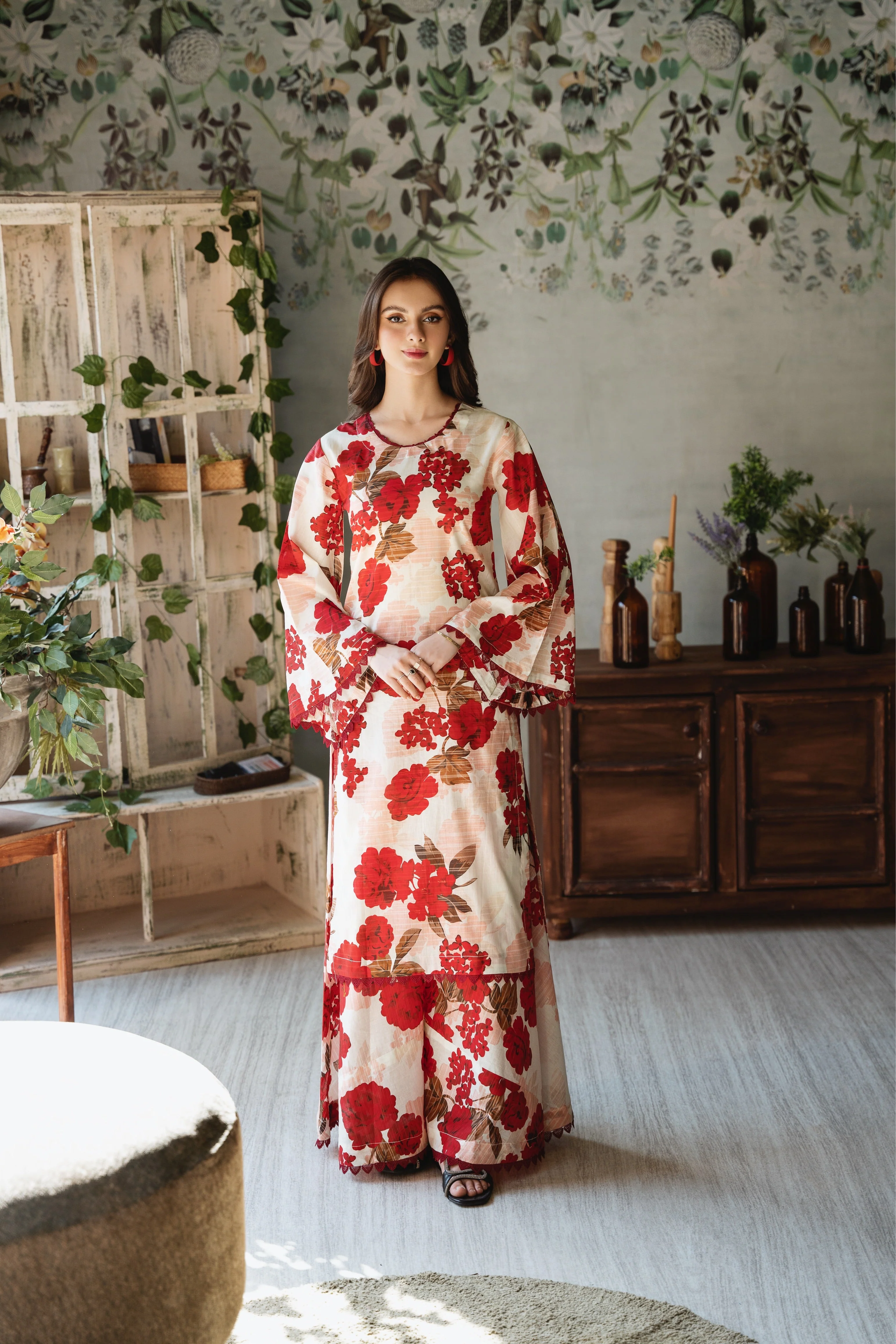 Feathers Unstitched 3 Piece Summer Collection-Secret Garden-FT388 - Image 6