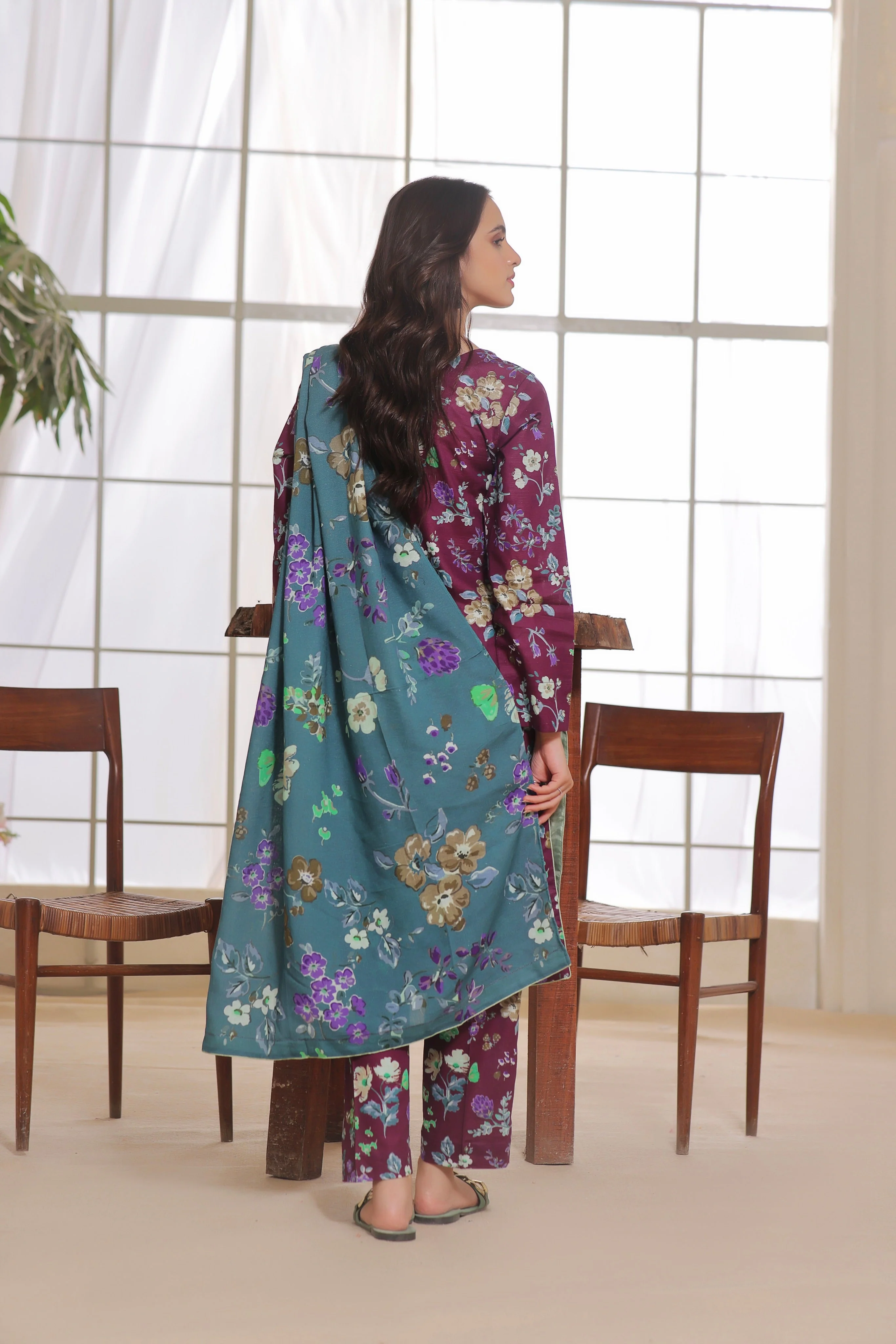 Feathers Unstitched 3 Piece Winter Collection-SELENA-FT303 - Image 2