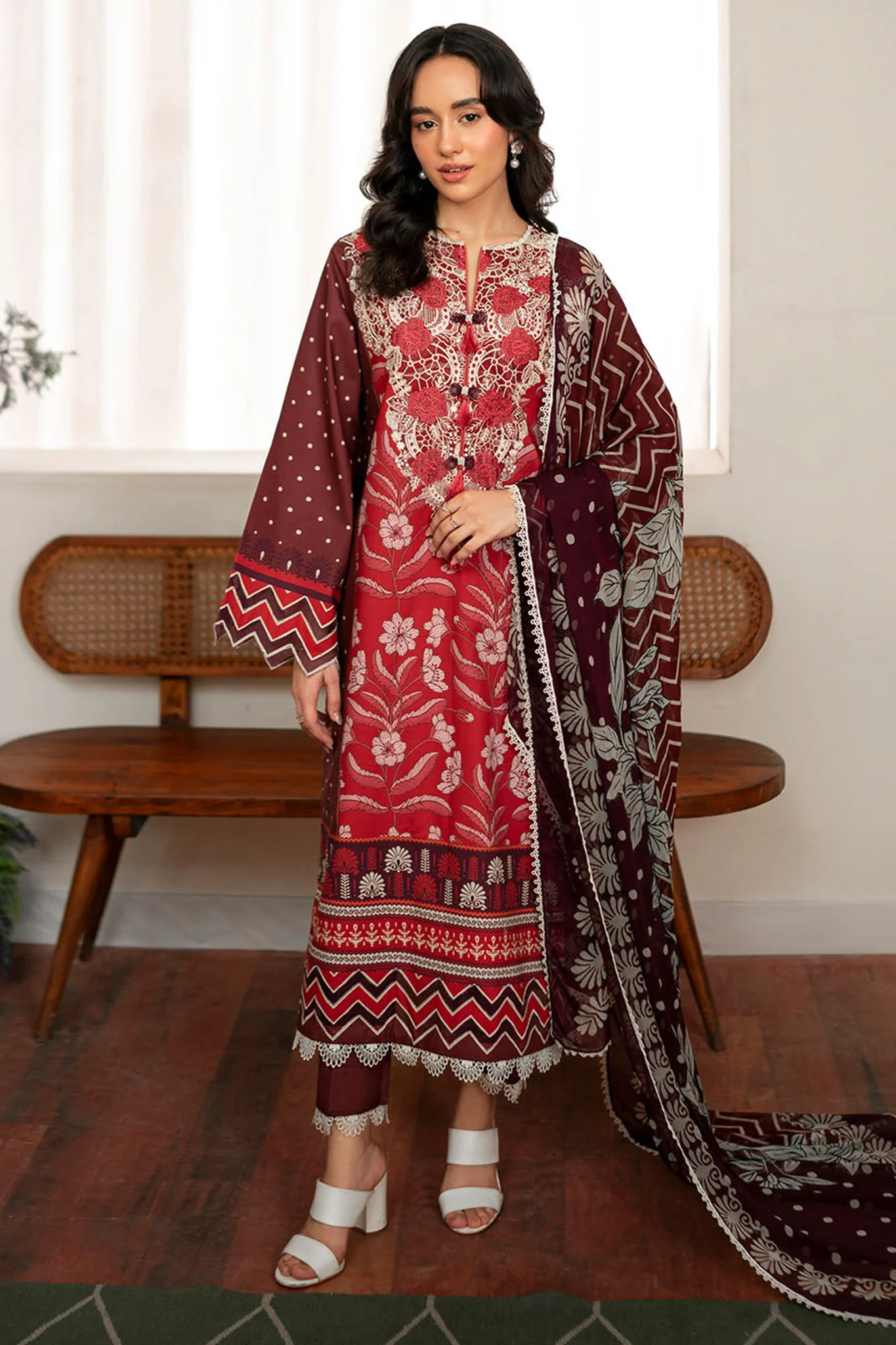 Selene By Roheenaz Unstitched 3 Piece Printed Cambric Fall Suit-RNP-01-B-Nova