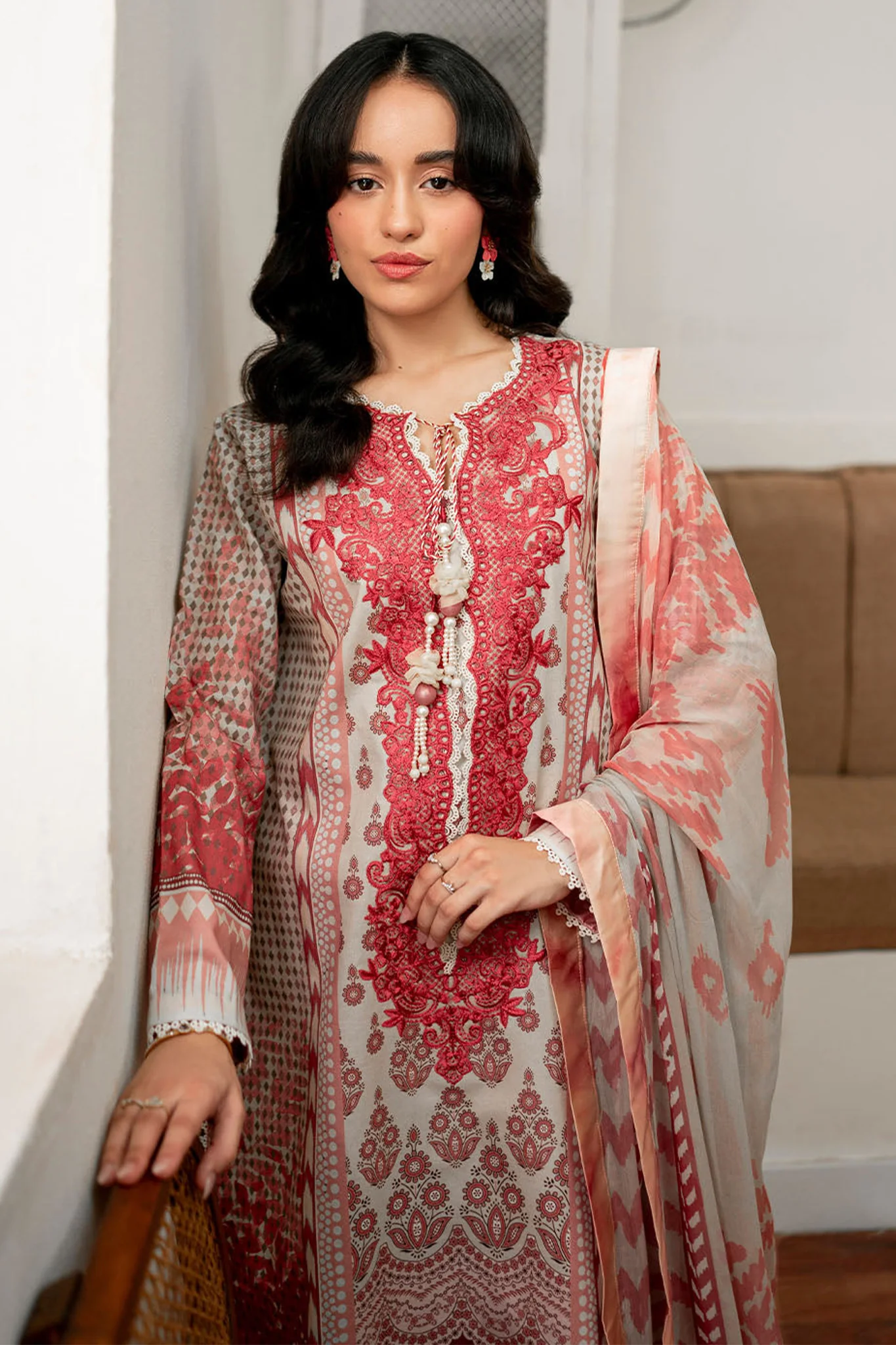 Selene By Roheenaz Unstitched 3 Piece Printed Cambric Fall Suit-RNP-05-B-Robin - Image 2