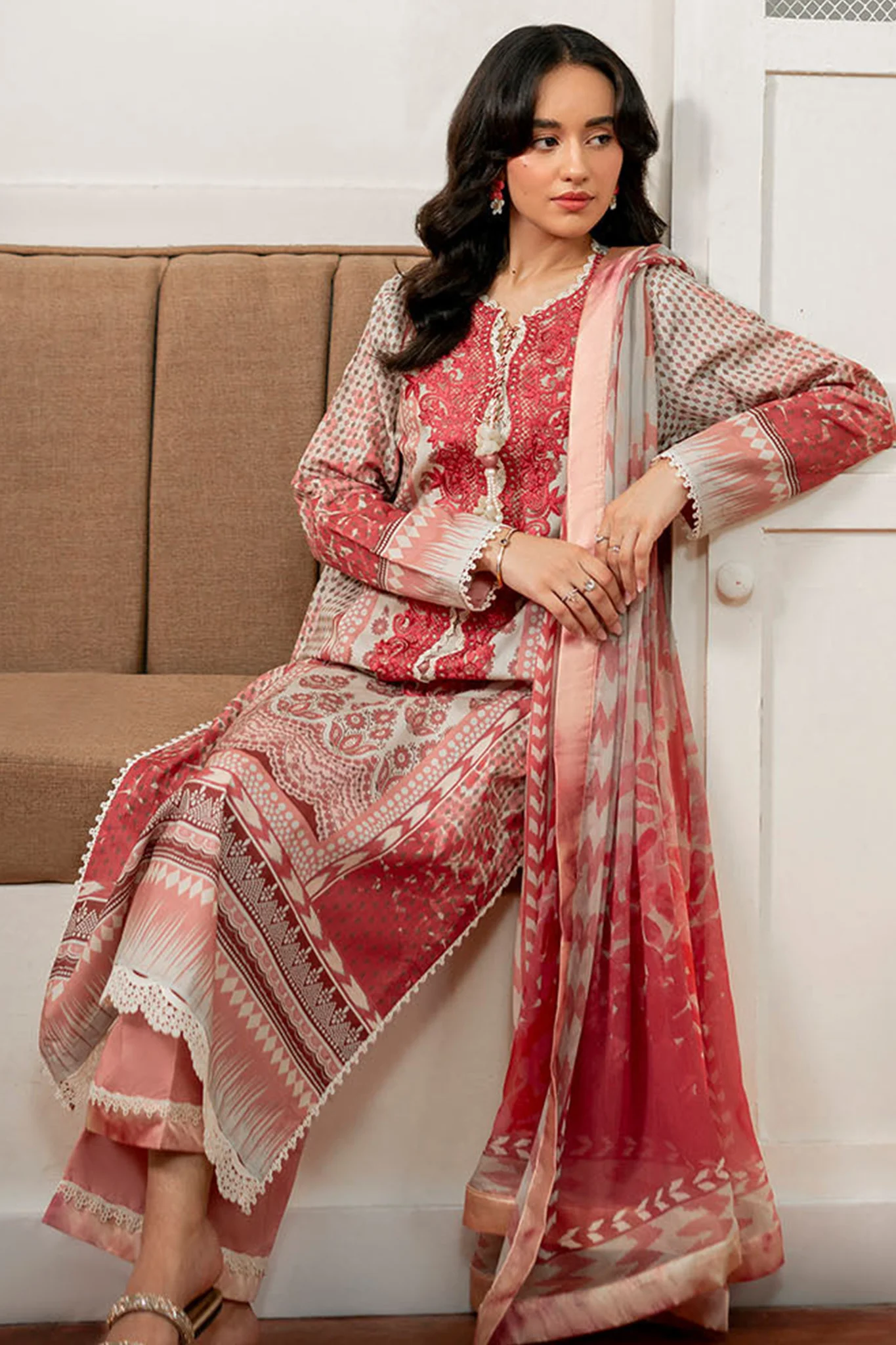 Selene By Roheenaz Unstitched 3 Piece Printed Cambric Fall Suit-RNP-05-B-Robin - Image 4