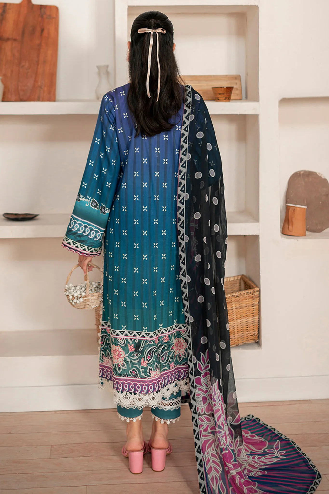 Selene By Roheenaz Unstitched 3 Piece Printed Cambric Fall Suit-RNP-06-A-Dahlia - Image 4