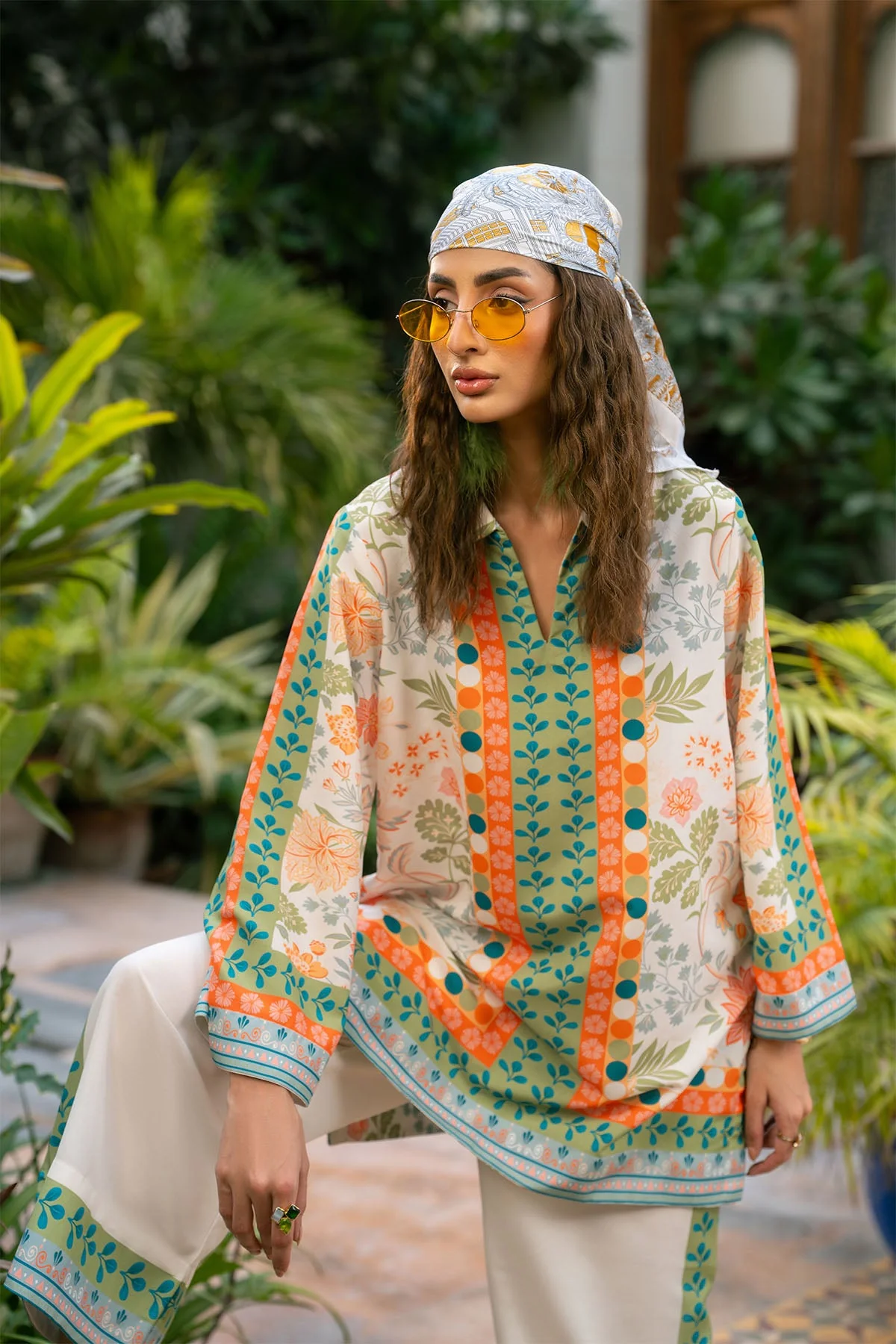 Nairah Stitched Co Ords Summer Suit-Serene - Image 3