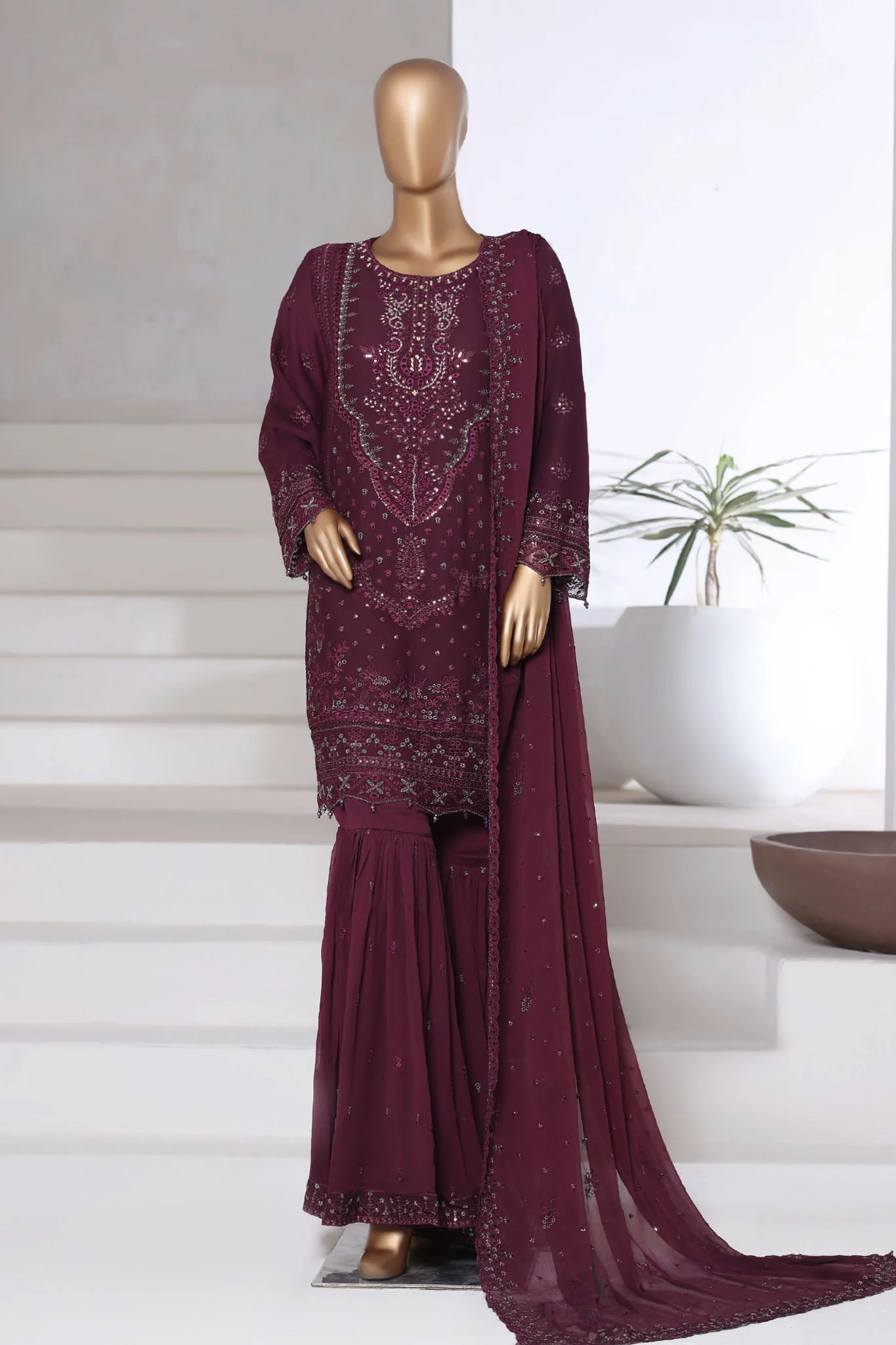 Afsany by Sada Bahar Stitched 3 Piece Luxury Chiffon Vol-14 Suit-CR-26-Purple