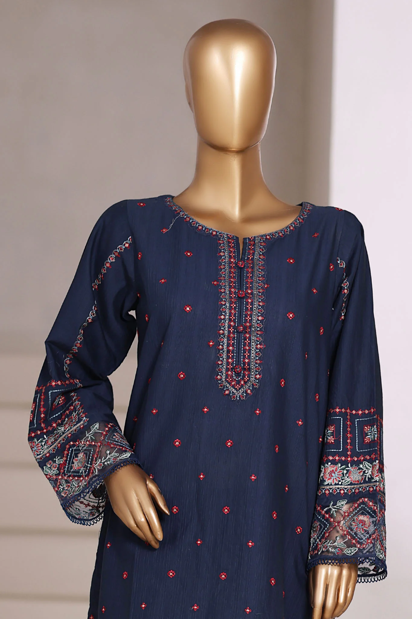 Vybe By Sada Bahar Stitched 2 Piece Emb Cotton Set Vol-02 Suit-MEL-04-Blue - Image 2