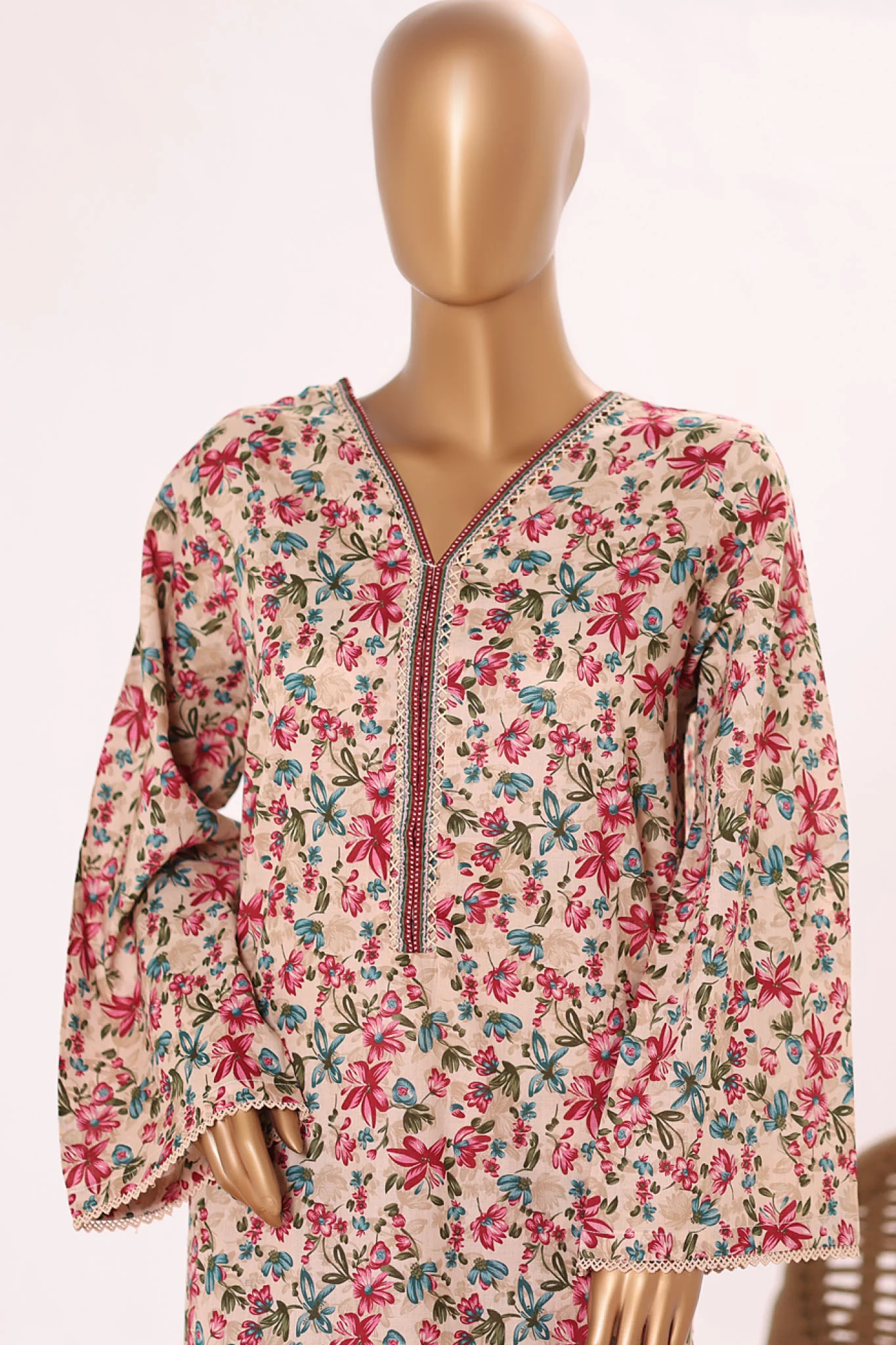 Bin Saeed Stitched 2 Piece Exclusive Printed Cotton Suit-NSM-2500-Skin - Image 2