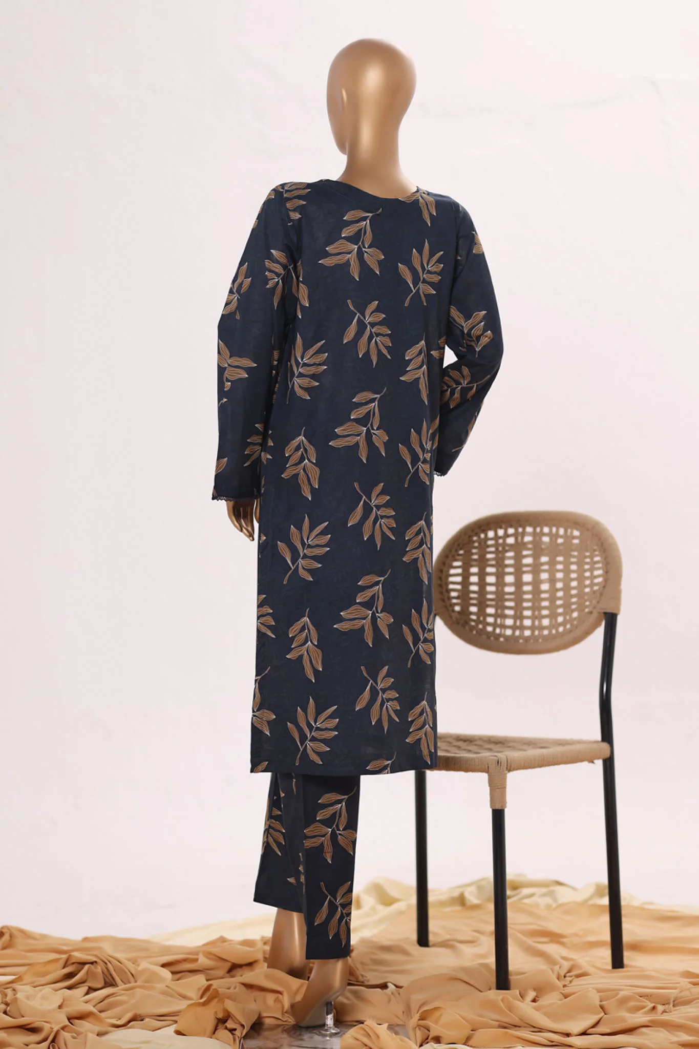 Bin Saeed Stitched 2 Piece Exclusive Printed Cotton Suit-NSM-2503-Black - Image 3