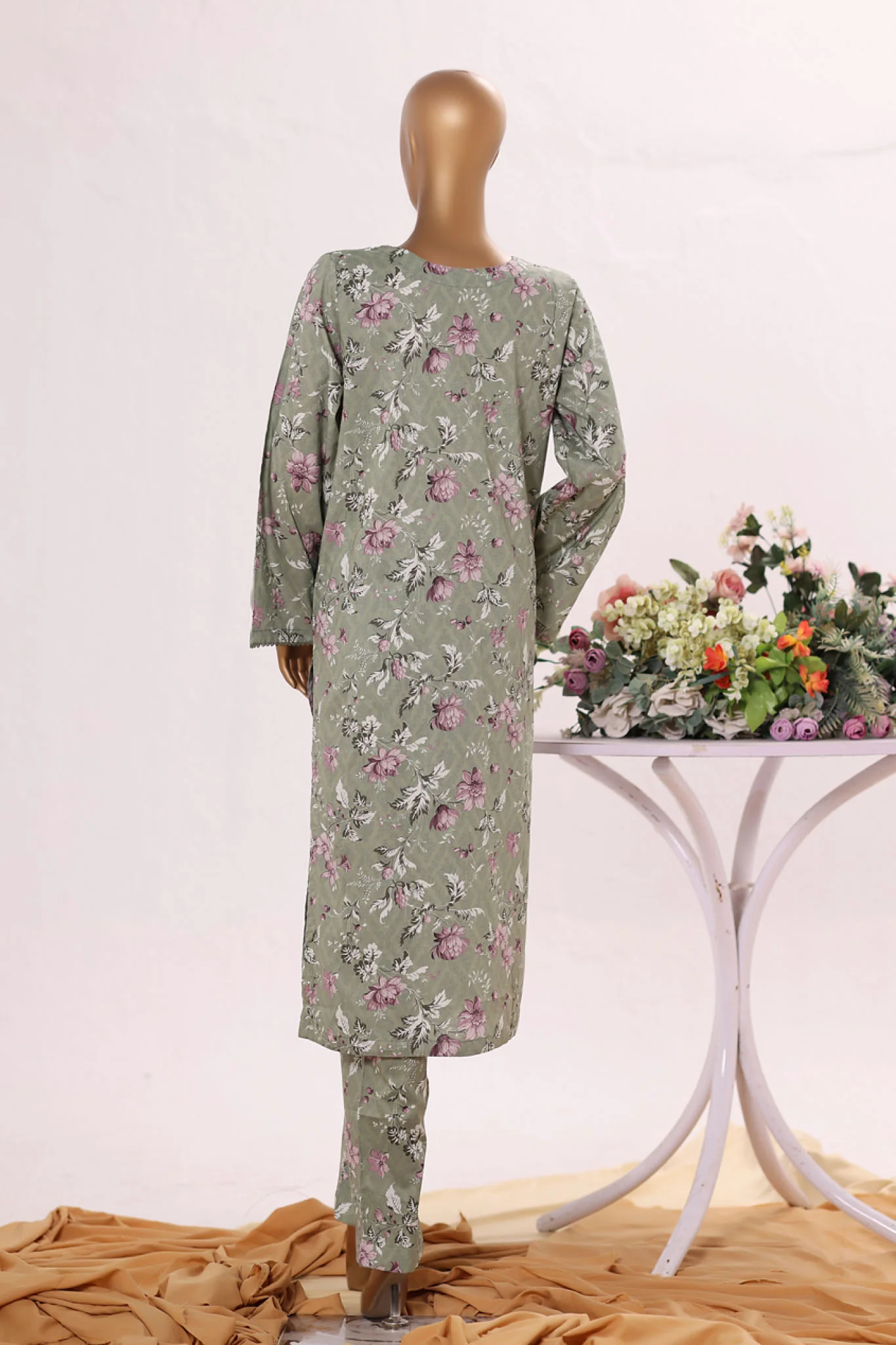 Bin Saeed Stitched 2 Piece Exclusive Printed Cotton Suit-SM-2502-Green - Image 3