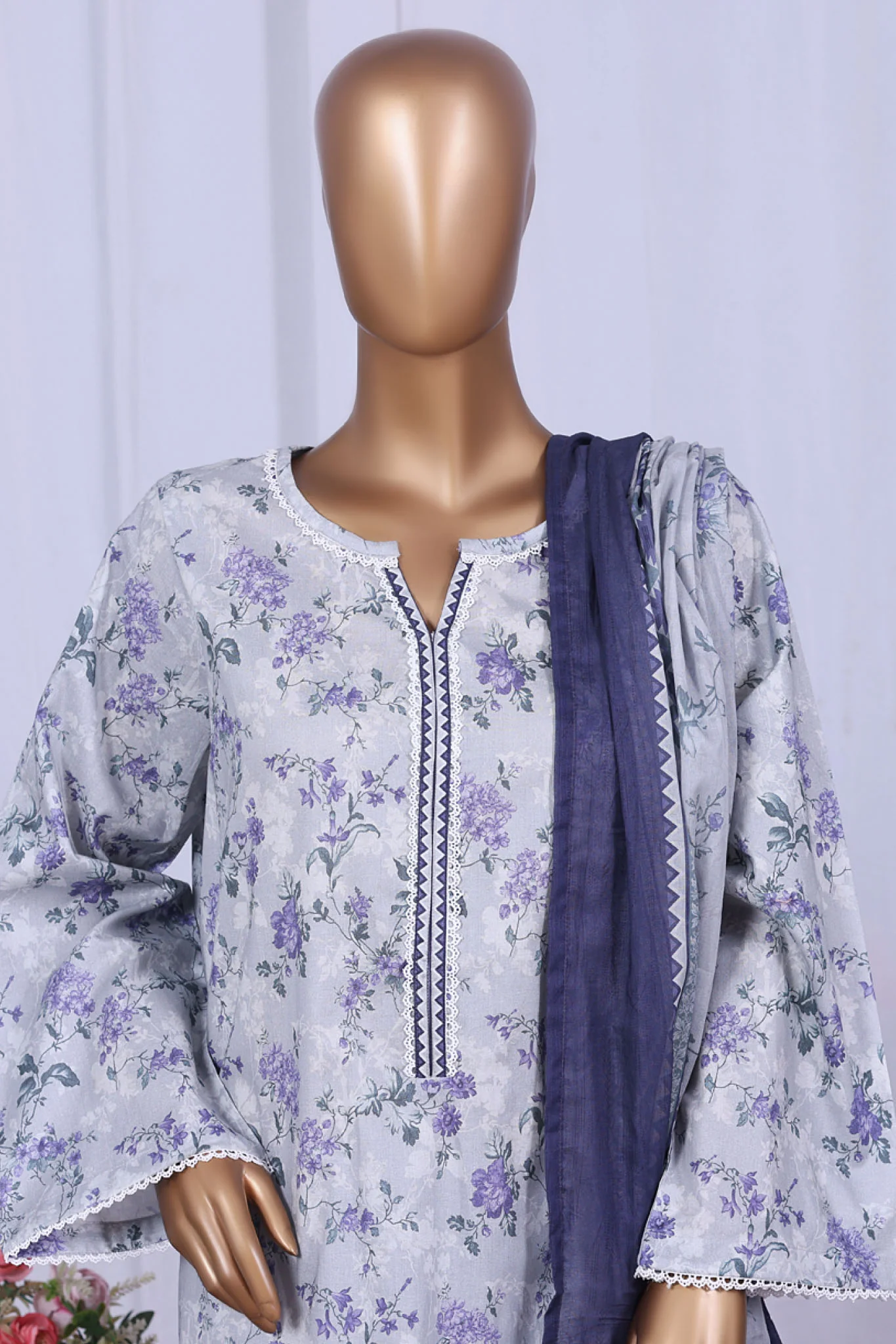 Bin Saeed Stitched 3 Piece Printed Cotton Vol-05 Suit-WC-2507-Skin - Image 2