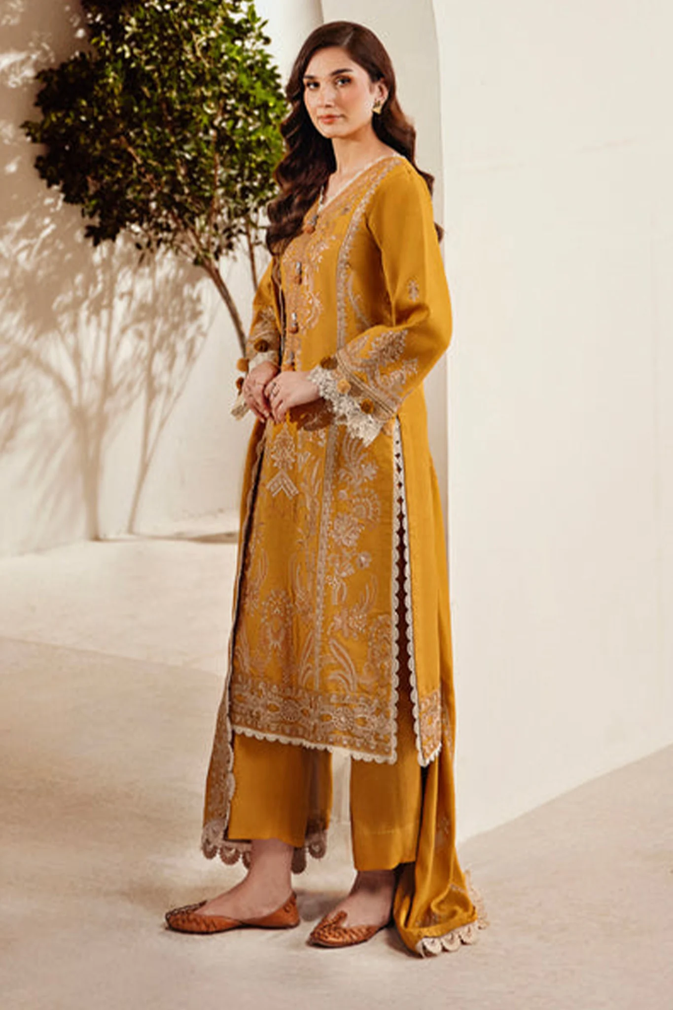 Shades Of Winter By Florent Unstitched 3 Piece Emb Shawl Series Suit-FL-01-B - Image 3