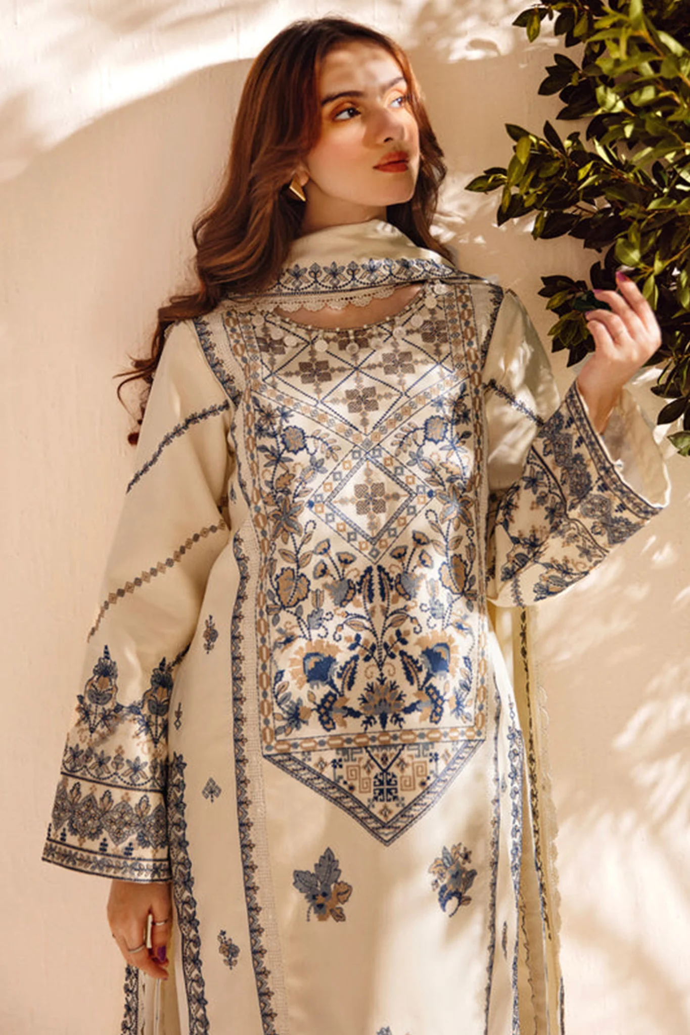 Shades Of Winter By Florent Unstitched 3 Piece Emb Shawl Series Suit-FL-02-B - Image 4