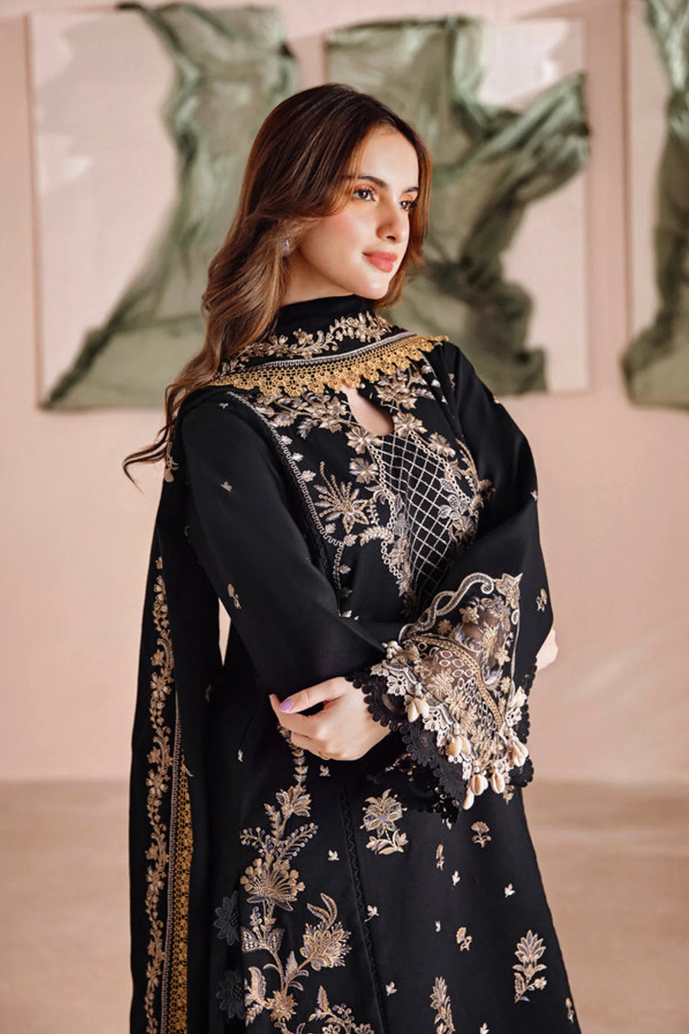 Shades Of Winter By Florent Unstitched 3 Piece Emb Shawl Series Suit-FL-06-A - Image 2